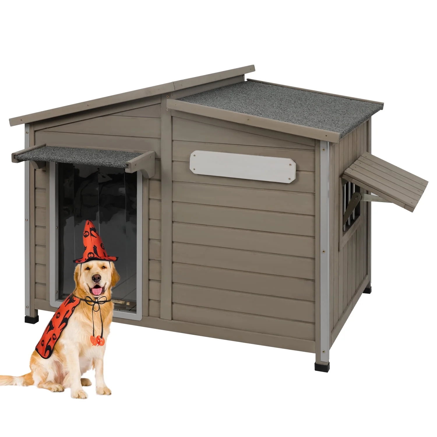 Gowoodhut PET69 Dog House Outdoor, Large Wooden Dog Kennel Indoor with Window