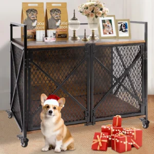 Gowoodhut PET52 Dog Crate, 31"L Wooden Dog Kennel Furniture with Cushion