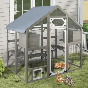 Gowoodhut PET03 Catio Outdoor Cat Enclosure for Multiple Cats Wooden Walk in Cats Shelter Kitty Enclosure