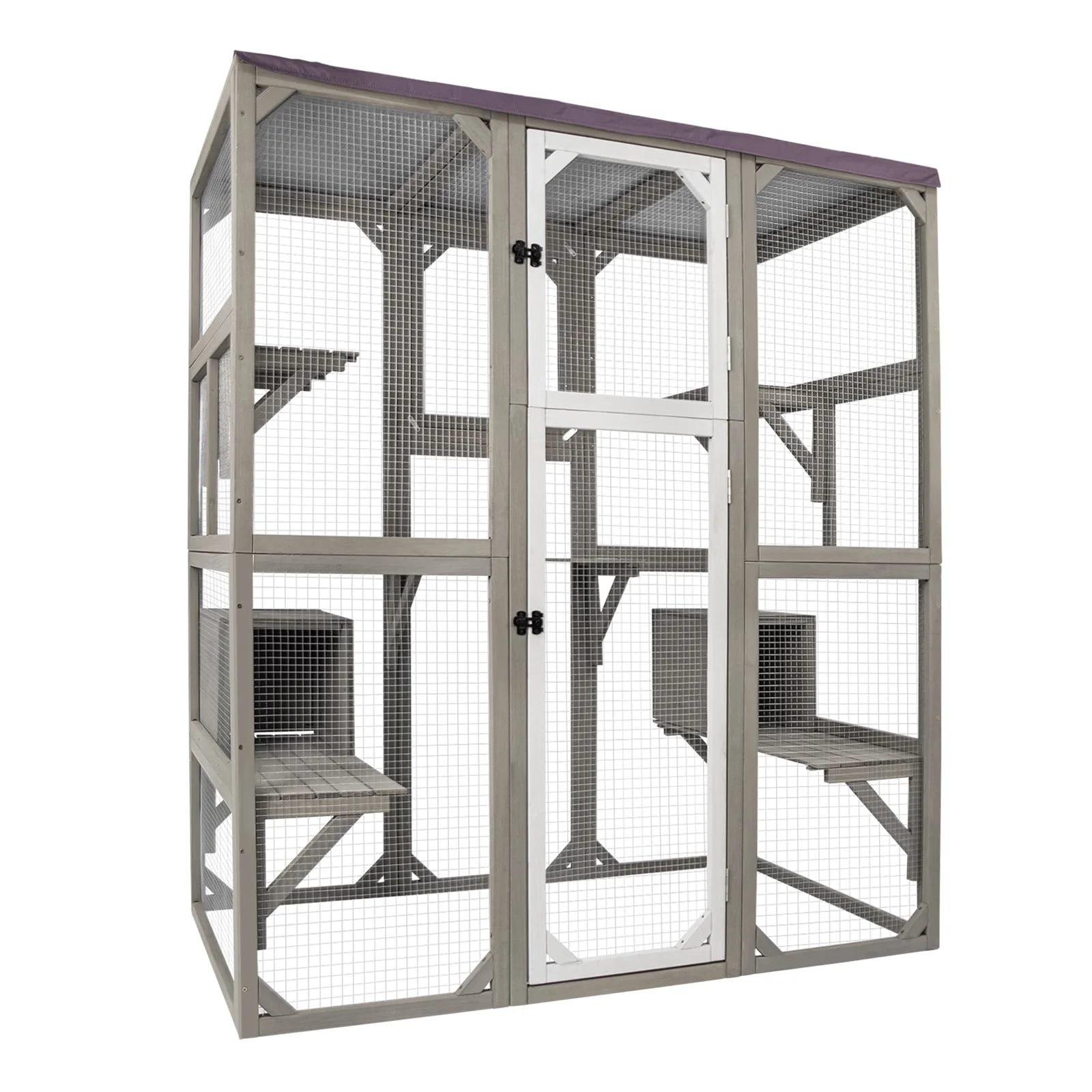 Gowoodhut PET16 Catio Outdoor Cat Enclosure for Mulitiple Cats with Tarp Roof