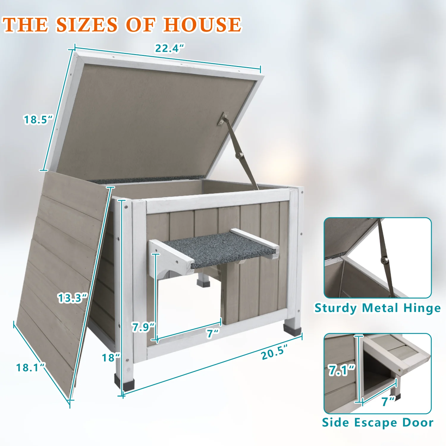 Gowoodhut PET18 Outdoor Cat House Wood Cat Shelter with Insulated Liner - Image 2