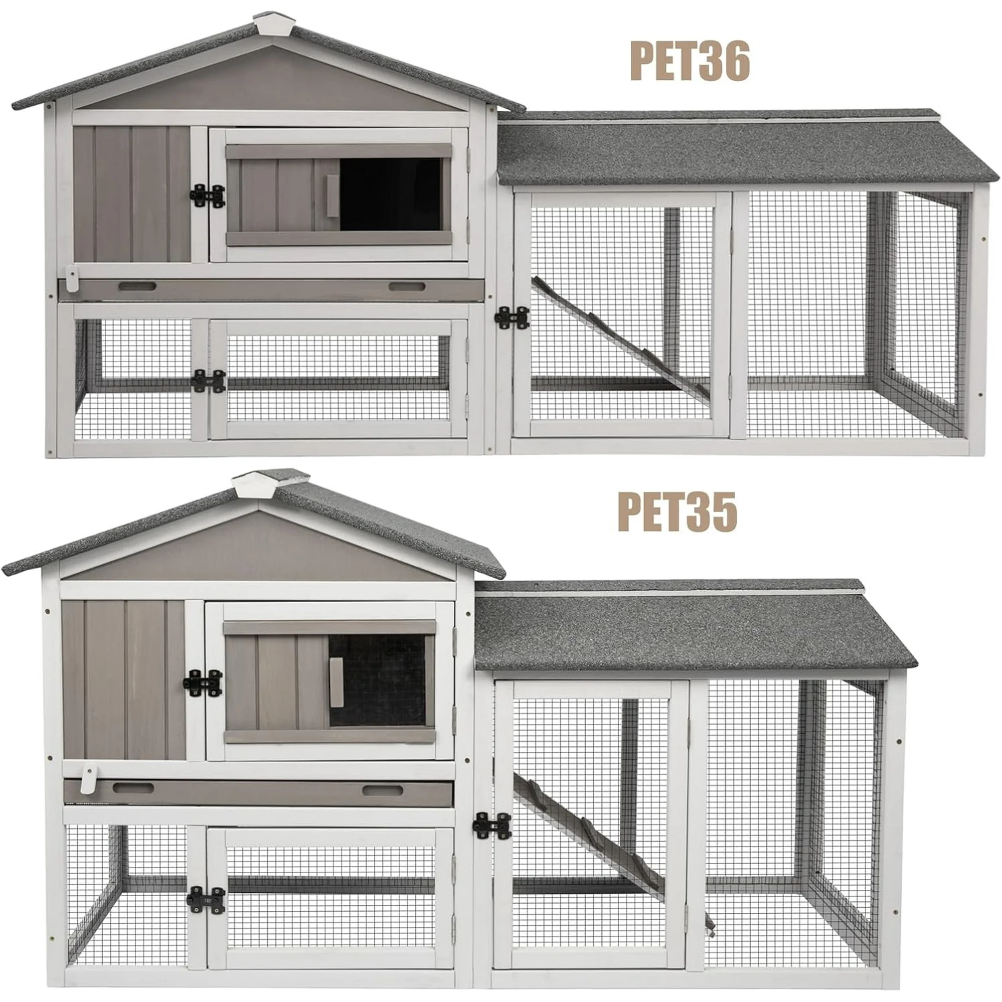 Gowoodhut PET35 Rabbit Hutch Indoor Outdoor 57 "L Bunny Hutch with Pull Out Tray - Image 2