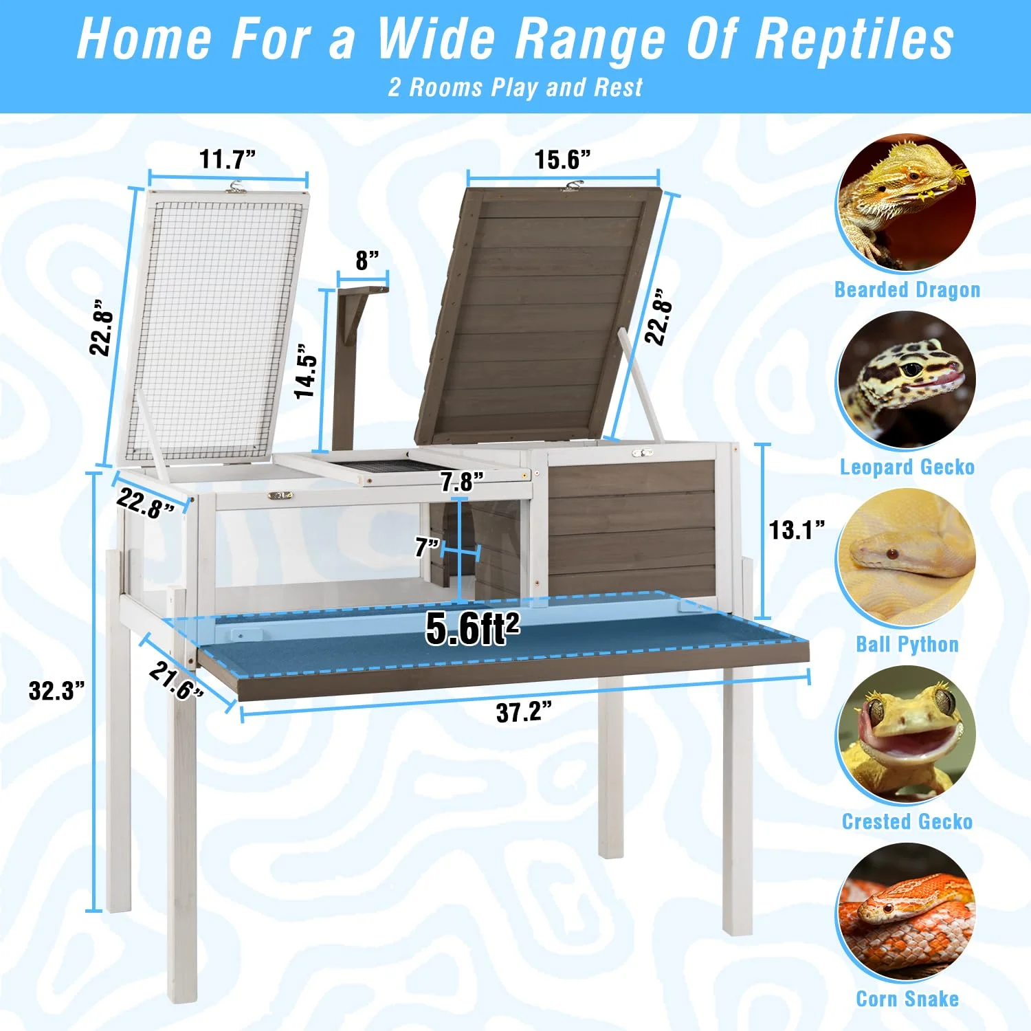 Gowoodhut TOR03 Tortoise Habitat with Leakproof Tray Reptile Cage with Legs for Small Animals Indoor & Outdoor - Image 2