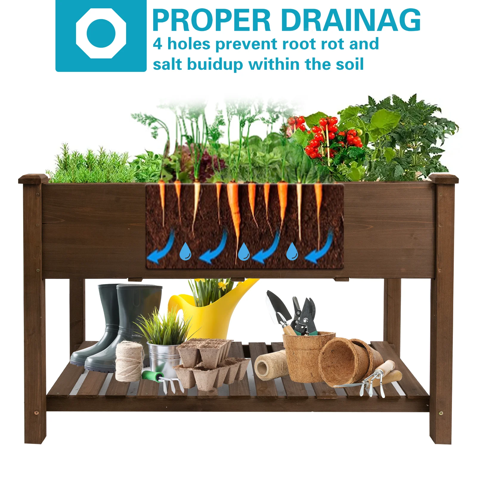 Gowoodhut GF22 Raised Garden Bed Elevated Wooden Planter Box for Vegetables Outdoor - Image 2