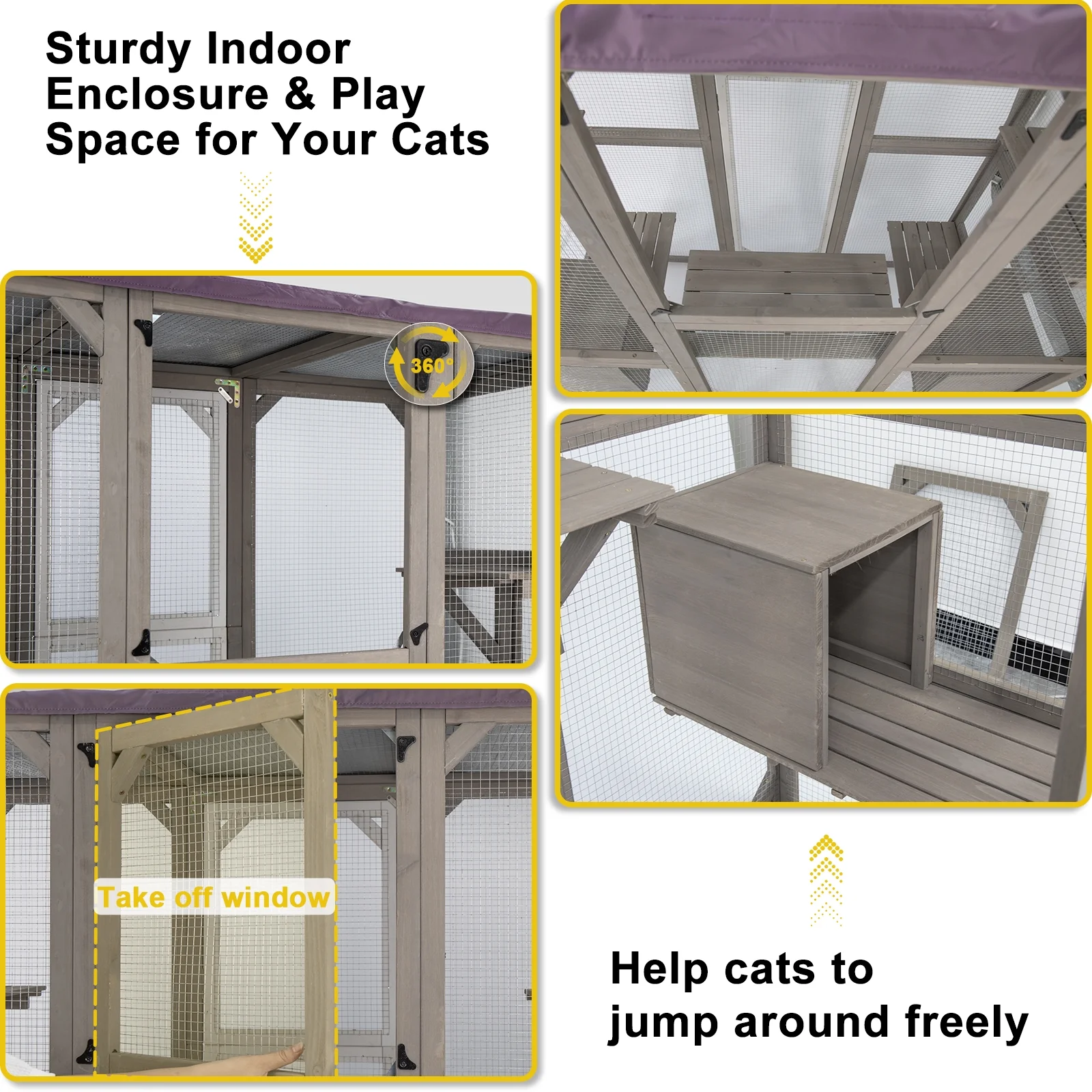 Gowoodhut PET16 Catio Outdoor Cat Enclosure for Mulitiple Cats with Tarp Roof - Image 2