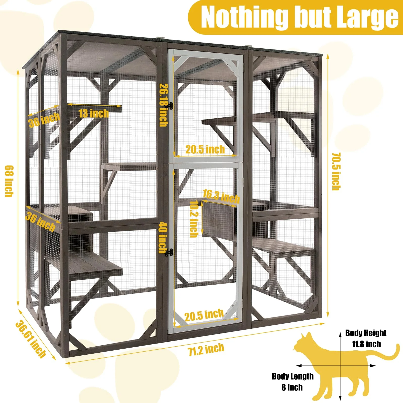 Gowoodhut PET15 Catio Cat Enclosures Outdoor Wooden Weatherproof Cat House with Multi Platforms - Image 2