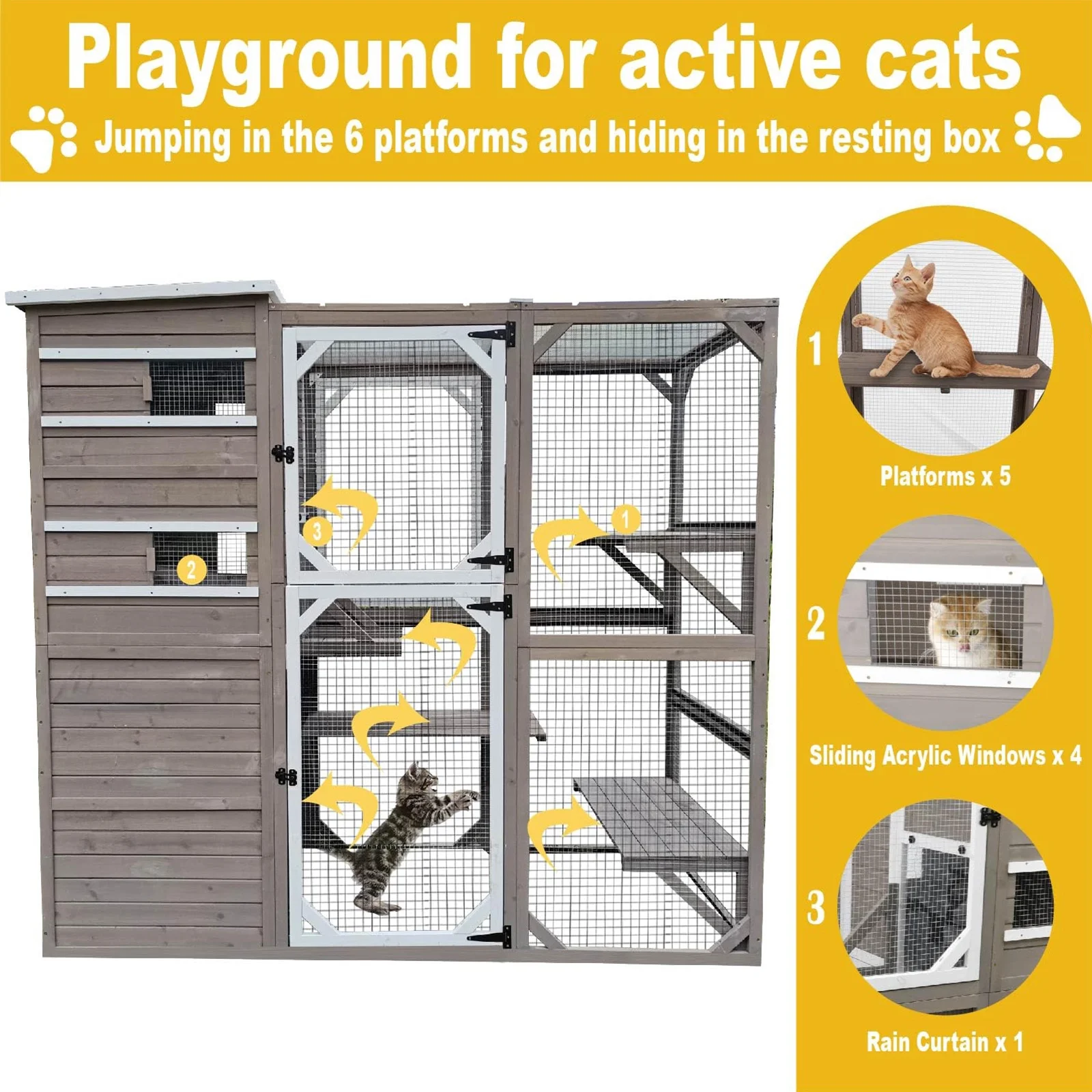 Gowoodhut CAT17 Catio Cat Enclosures Outdoor Wooden Weatherproof Cat House, Indoor Compatible - Image 2