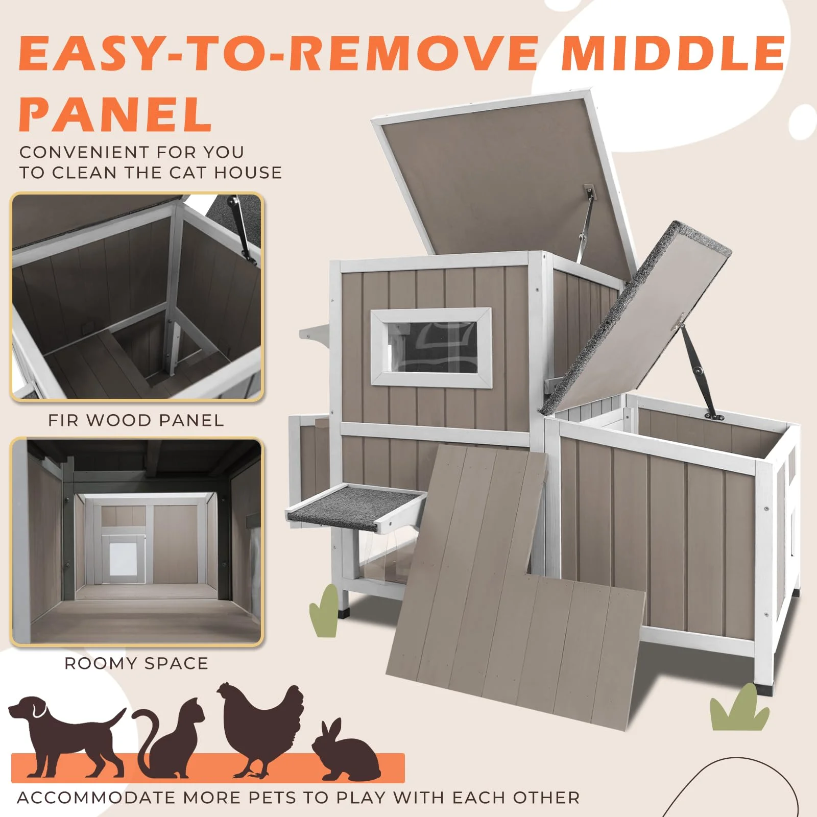 Gowoodhut PET19 Outdoor Cat House Weatherproof, Wooden Cat Shelter House - Image 2