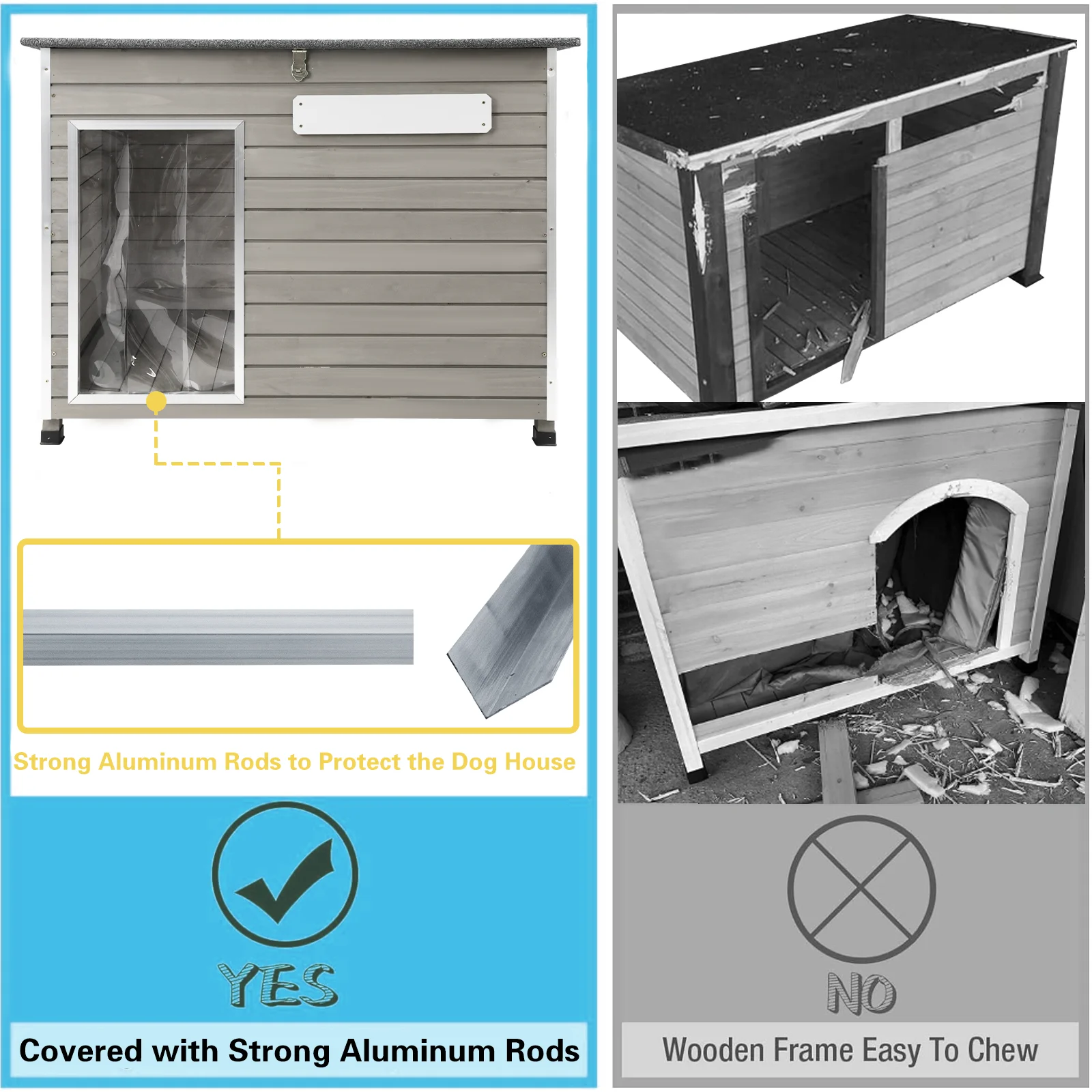 Gowoodhut PET65 Large Dog House, Outdoor & Indoor Wooden Dog Kennel for Medium to Large Dogs, Removable Floors, Raised Feet - Image 3