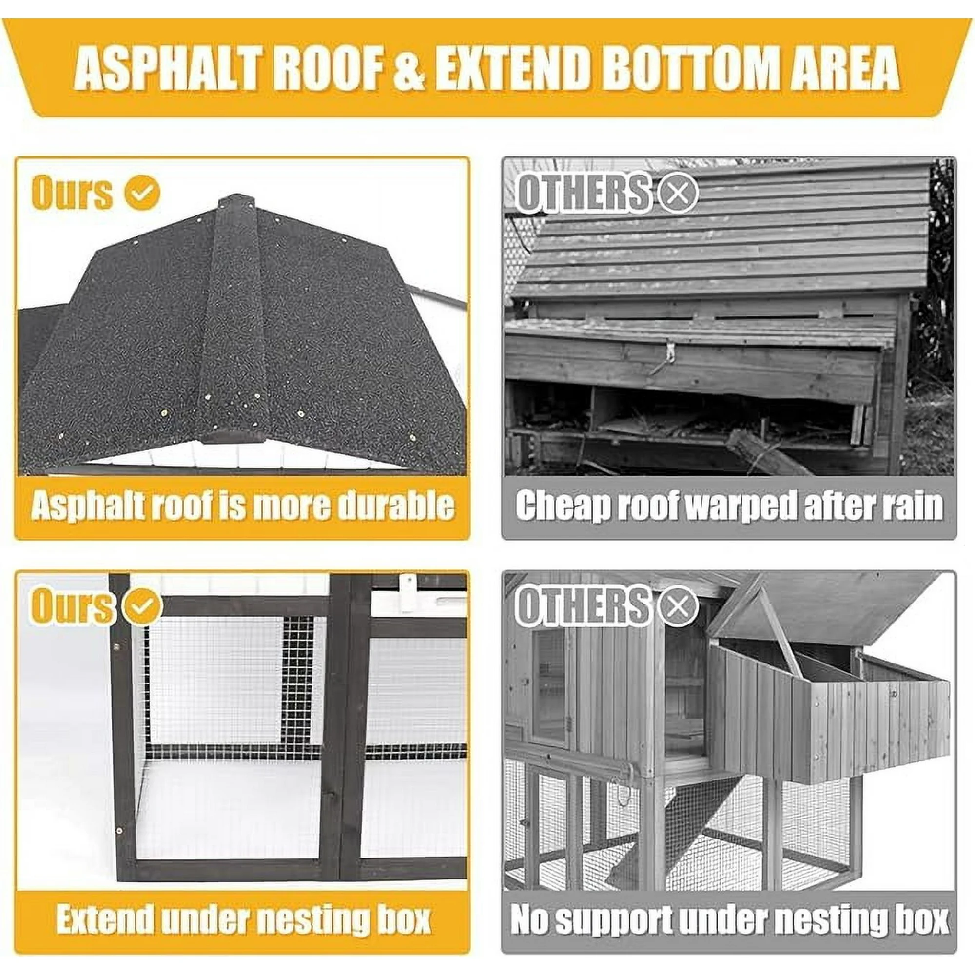 Gowoodhut PET06 Chicken Coop and Run Wooden Backyard Chicken House Rabbit Hutch - Image 3