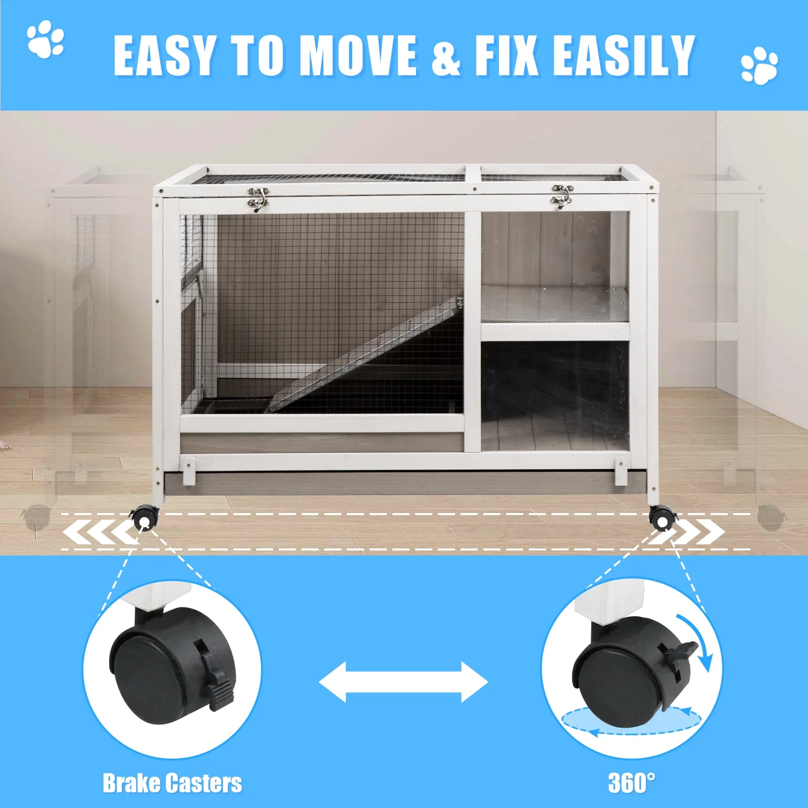 Gowoodhut PET38 Small Animals Cage with Ramp Large Habitat for Hedgehog Gerbil & Rat - Image 3