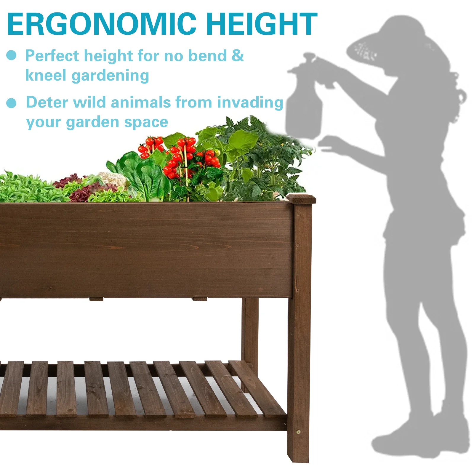 Gowoodhut GF22 Raised Garden Bed Elevated Wooden Planter Box for Vegetables Outdoor - Image 3