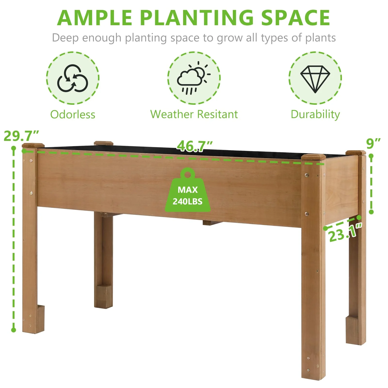 Gowoodhut GF28 Raised Garden Beds with Legs, Outdoor Wood Elevated Garden Box with L-Connection Tabs, Leg Reinforcement,Suitable for Vegetables, Flowers and Herbs, Easy to Assemble,46.7 X 23.1 X 29.7IN - Image 3