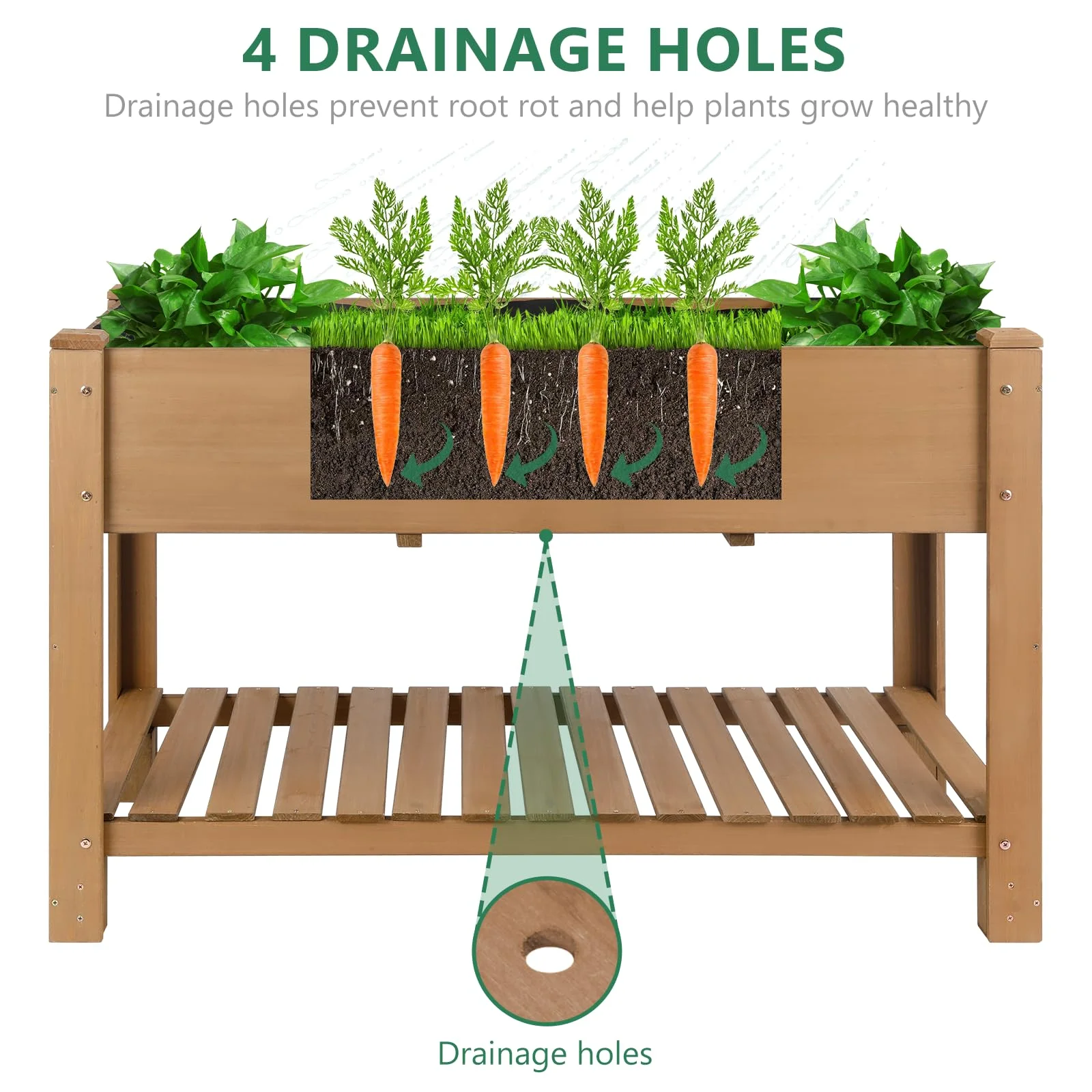 Gowoodhut GF29 Raised Garden Beds With Legs, Outdoor Wood Elevated Garden Box With L-Connection Tabs,Leg Reinforcement,Storage Shelf, 46.7 x23.1 x 29.7IN - Image 3