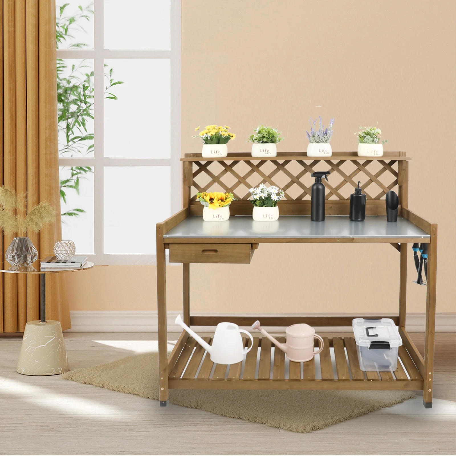 Gowoodhut GF11 Outdoor Garden Potting Bench Table,41" L Wooden Potting Table Work Bench for Horticulture - Image 3