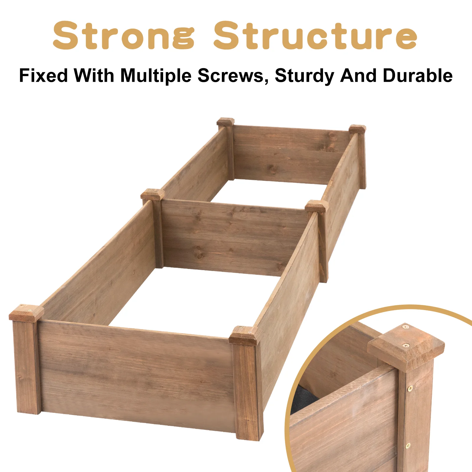 Gowoodhut GF20 Raised Garden Bed,Outdoor Wood Planter Box,High-end Natural fir Wood boltless assemblyfor Vegetables, Flowers, Herbs, and Succulents,w/Non-Woven Pad, 93 x 23 x 10in - Image 3