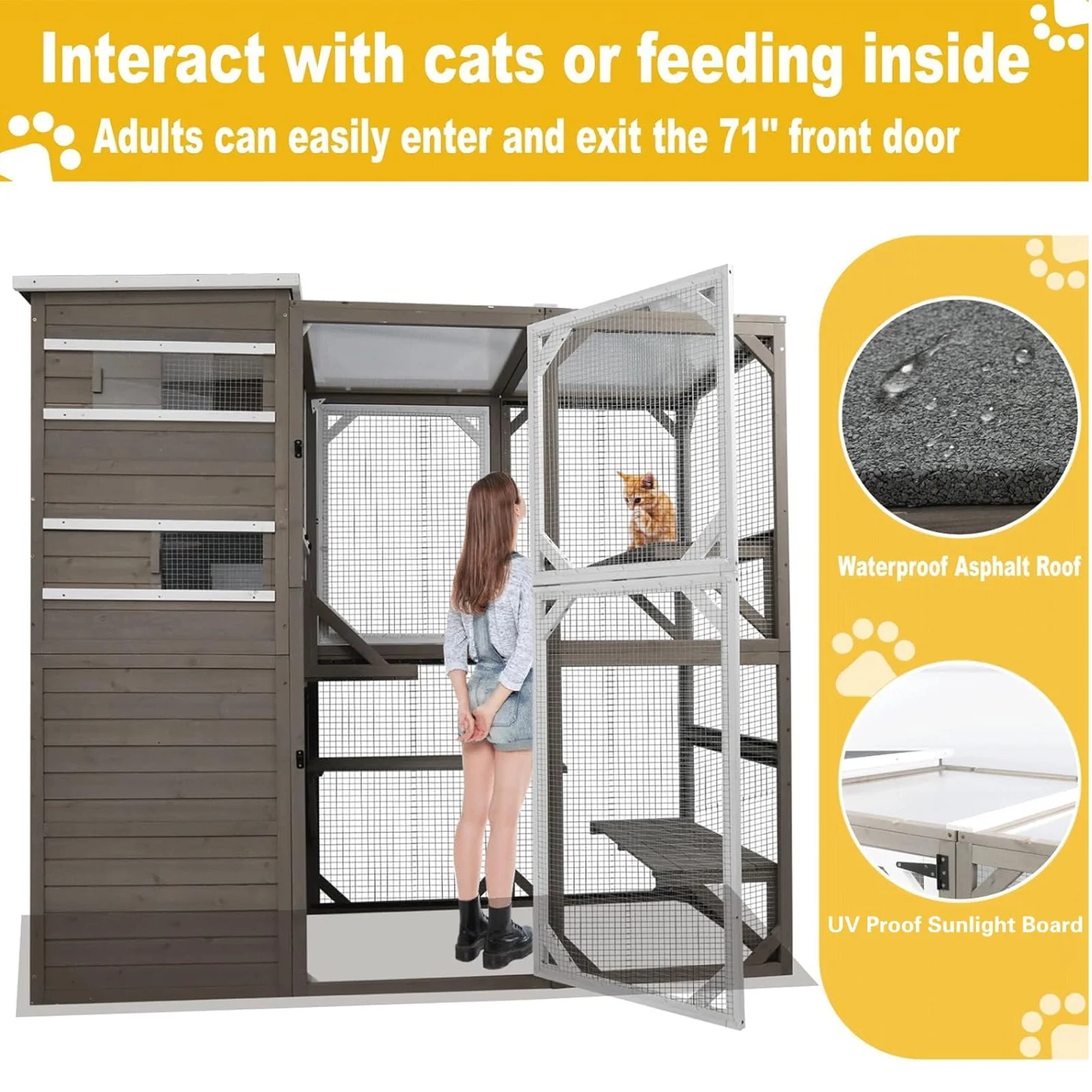 Gowoodhut CAT17 Catio Cat Enclosures Outdoor Wooden Weatherproof Cat House, Indoor Compatible - Image 3