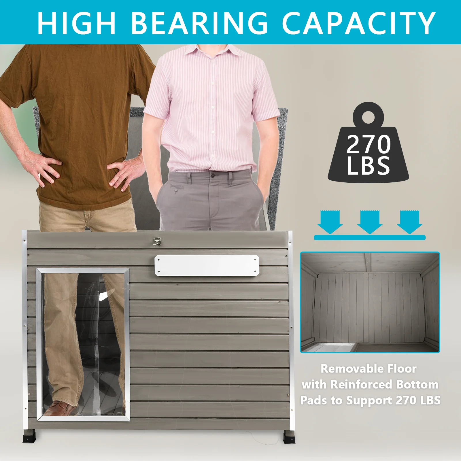 Gowoodhut PET65 Large Dog House, Outdoor & Indoor Wooden Dog Kennel for Medium to Large Dogs, Removable Floors, Raised Feet - Image 4