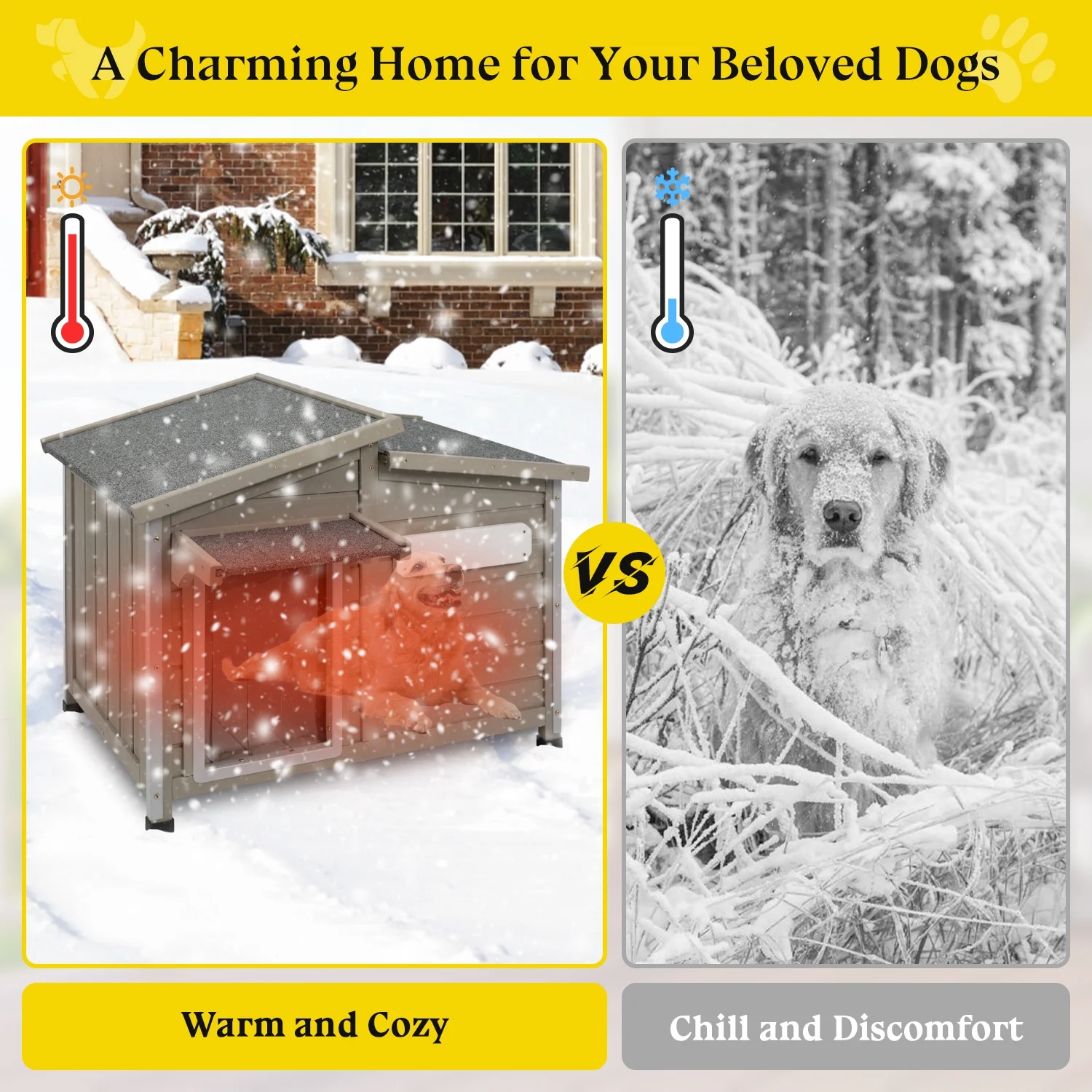 Gowoodhut PET69 Dog House Outdoor, Large Wooden Dog Kennel Indoor with Window - Image 4