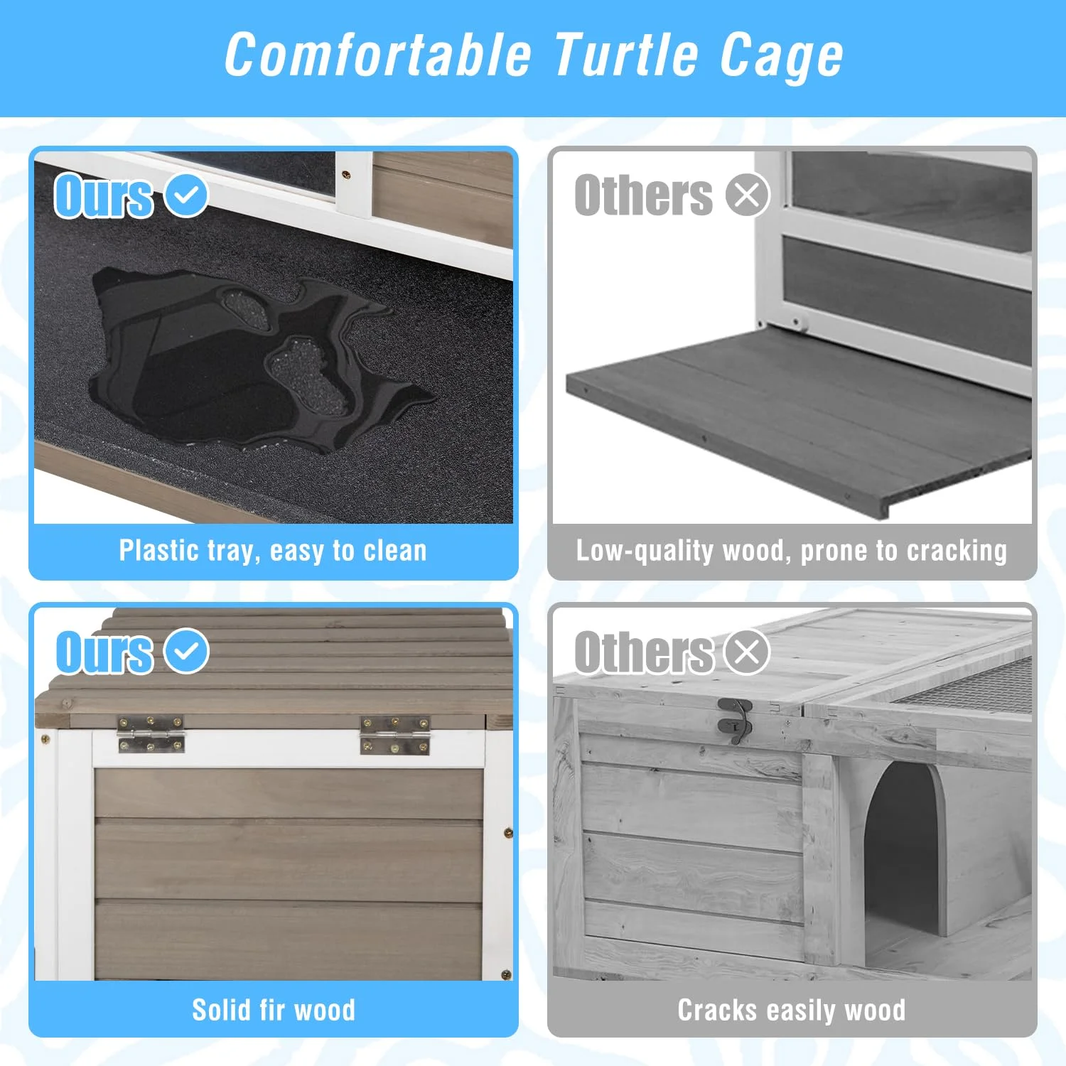 Gowoodhut TOR03 Tortoise Habitat with Leakproof Tray Reptile Cage with Legs for Small Animals Indoor & Outdoor - Image 4