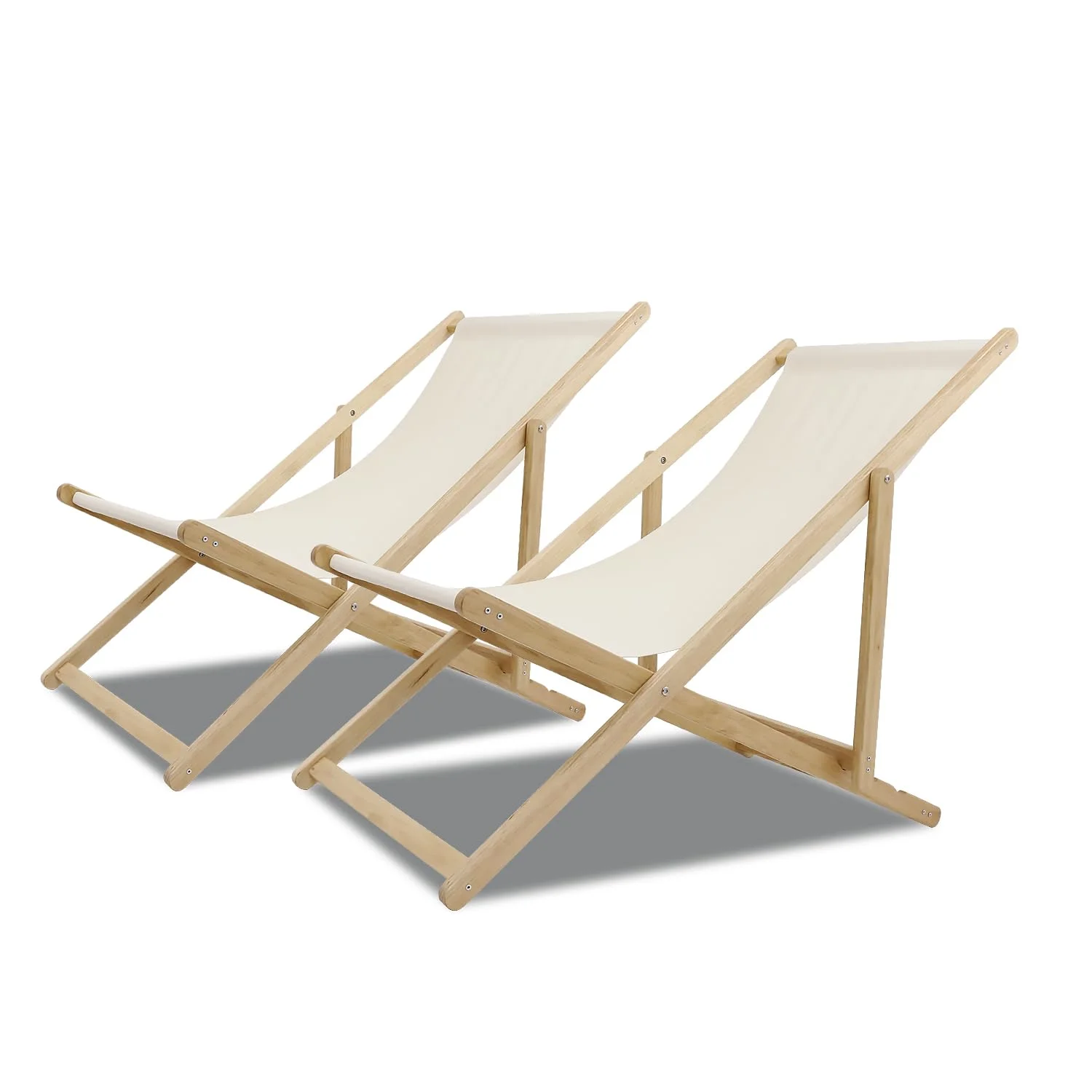 Gowoodhut GF30 Wooden Patio Lawn Deck Chairs - Set of 2, Outdoor Camping Beach Chairs - Image 4