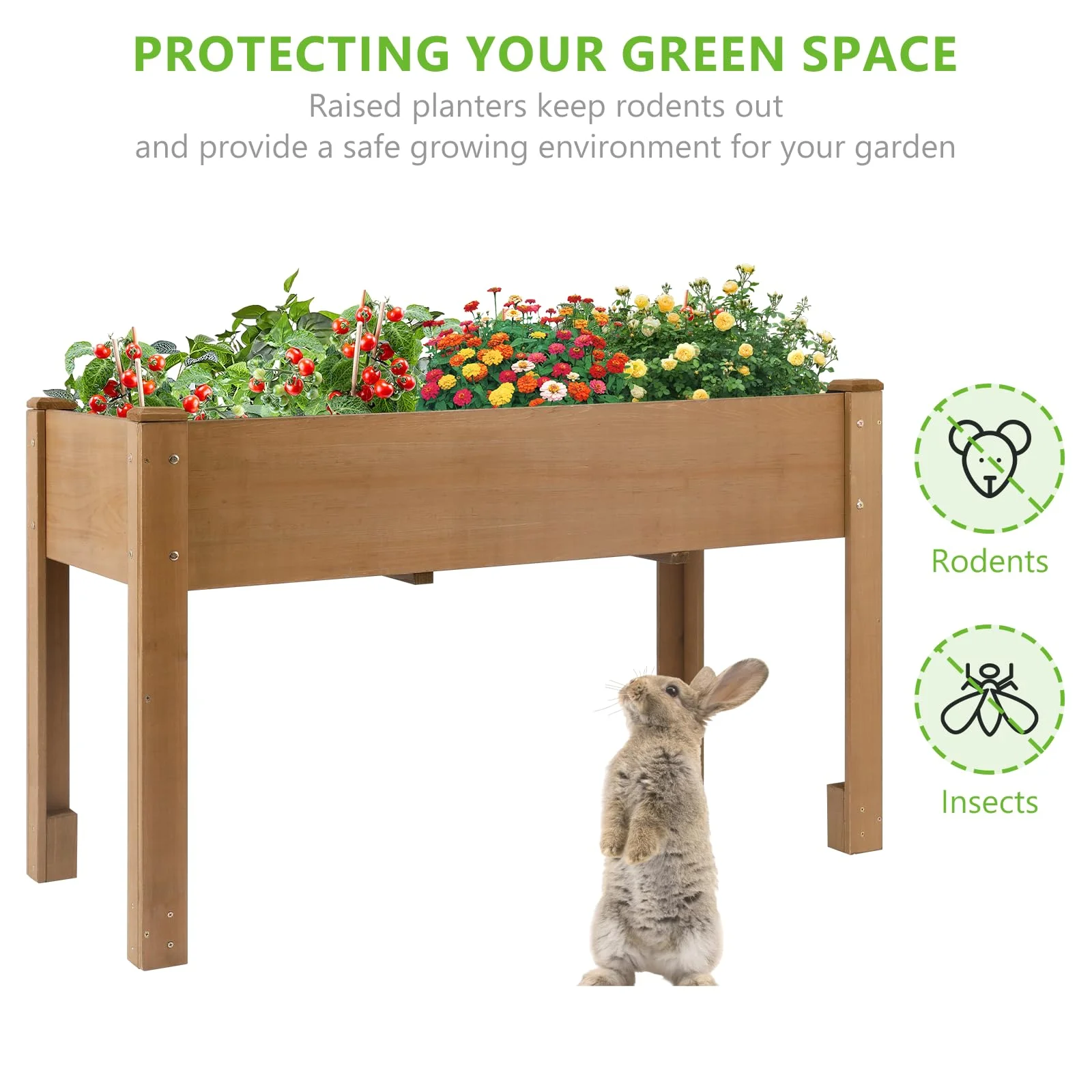 Gowoodhut GF28 Raised Garden Beds with Legs, Outdoor Wood Elevated Garden Box with L-Connection Tabs, Leg Reinforcement,Suitable for Vegetables, Flowers and Herbs, Easy to Assemble,46.7 X 23.1 X 29.7IN - Image 4