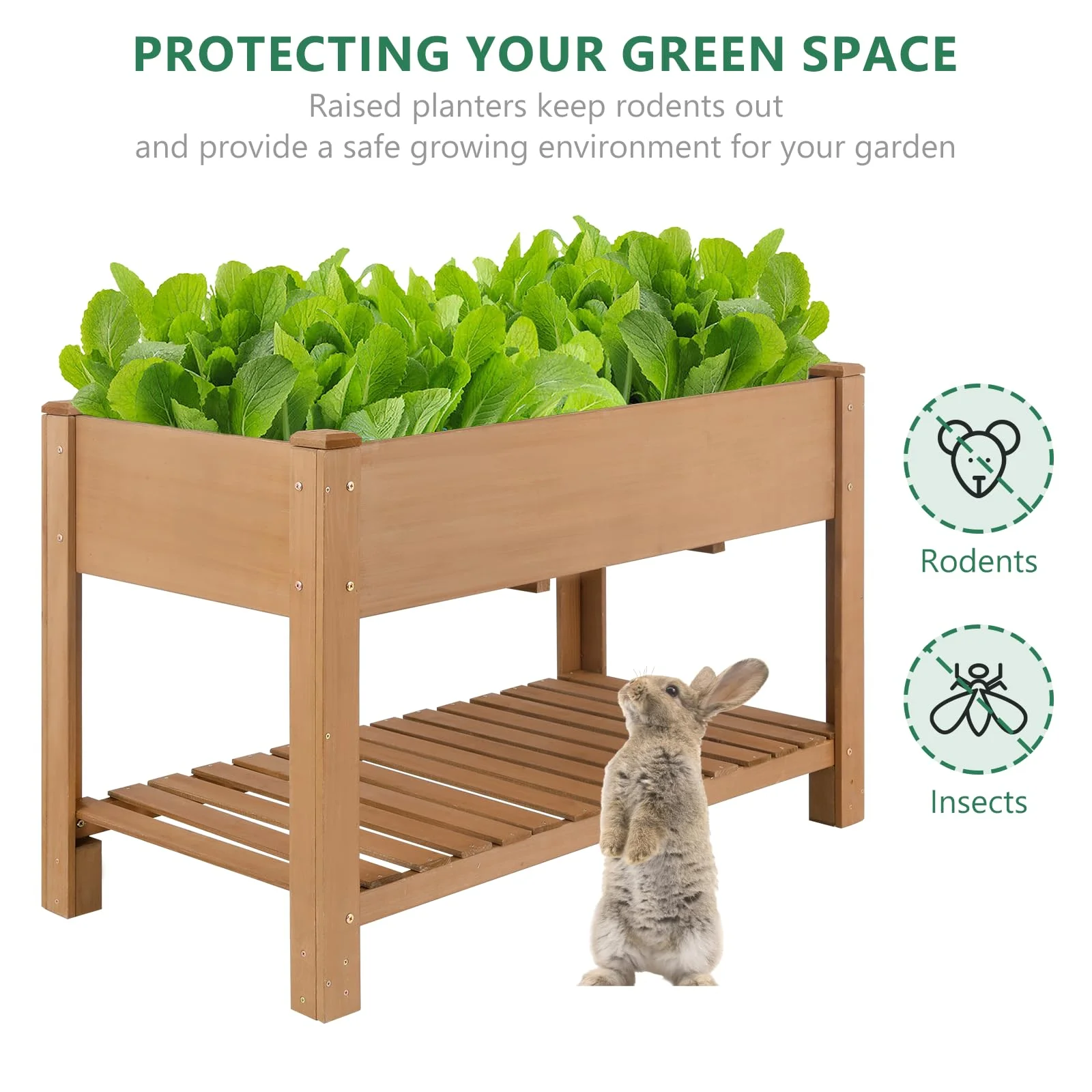 Gowoodhut GF29 Raised Garden Beds With Legs, Outdoor Wood Elevated Garden Box With L-Connection Tabs,Leg Reinforcement,Storage Shelf, 46.7 x23.1 x 29.7IN - Image 4