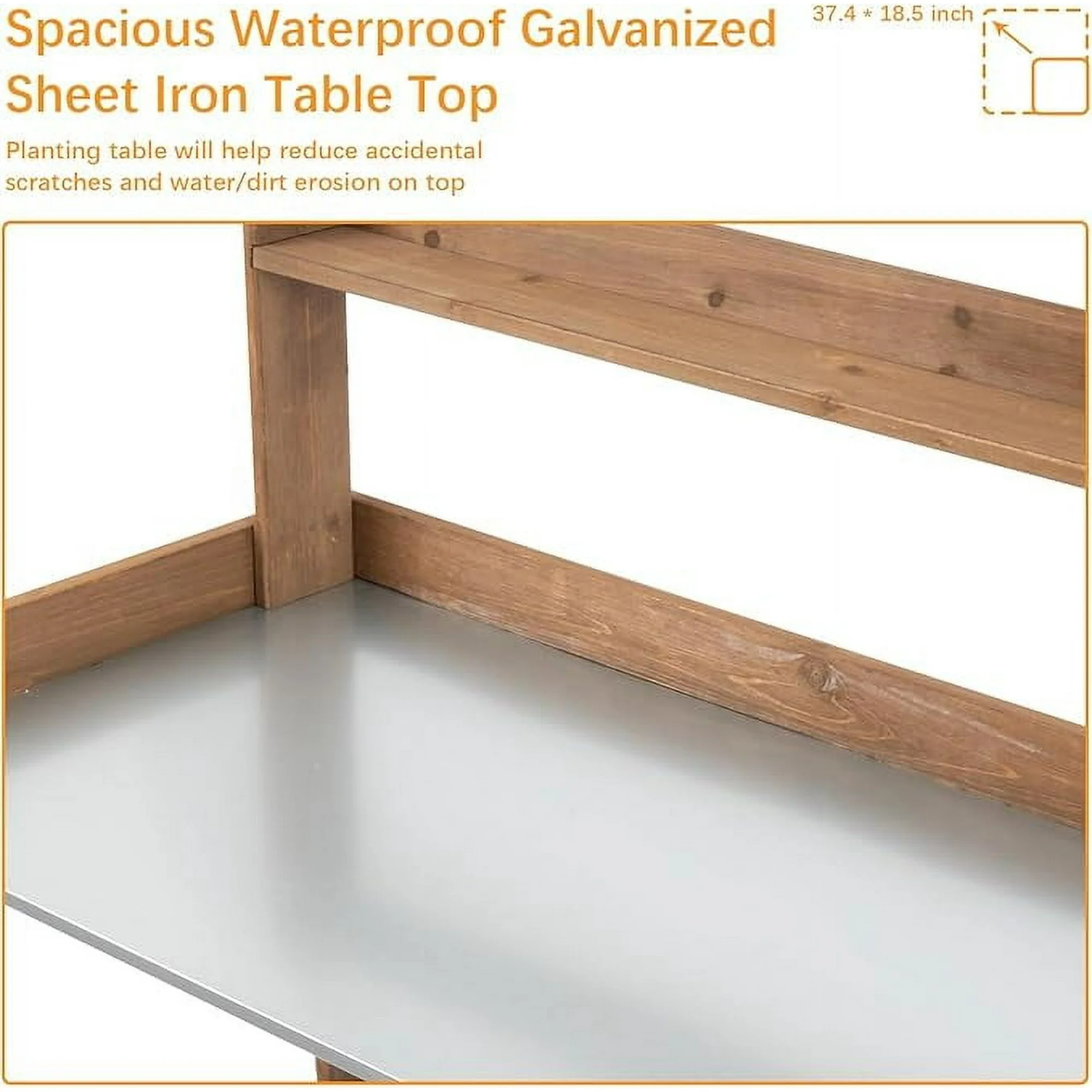 Gowoodhut GF12 Garden Potting Bench with Metal Tabletop,Outdoor Potting Table Workstation Benches with Drawer/Storage Shelf - Image 4