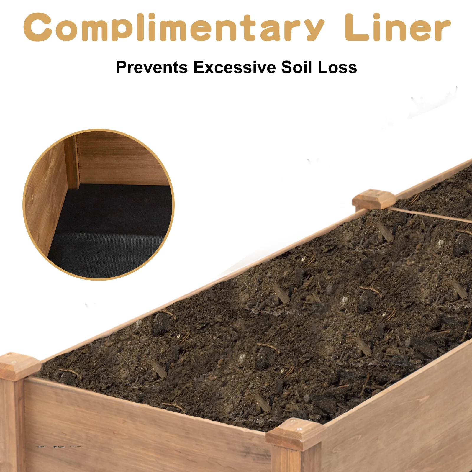 Gowoodhut GF20 Raised Garden Bed,Outdoor Wood Planter Box,High-end Natural fir Wood boltless assemblyfor Vegetables, Flowers, Herbs, and Succulents,w/Non-Woven Pad, 93 x 23 x 10in - Image 4