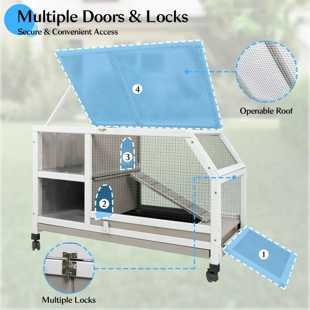 Gowoodhut PET38 Small Animals Cage with Ramp Large Habitat for Hedgehog Gerbil & Rat - Image 12