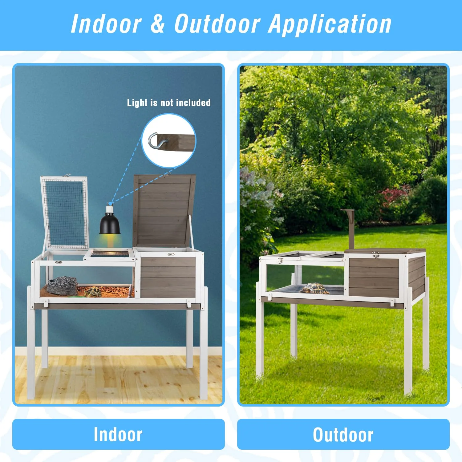 Gowoodhut TOR03 Tortoise Habitat with Leakproof Tray Reptile Cage with Legs for Small Animals Indoor & Outdoor - Image 5