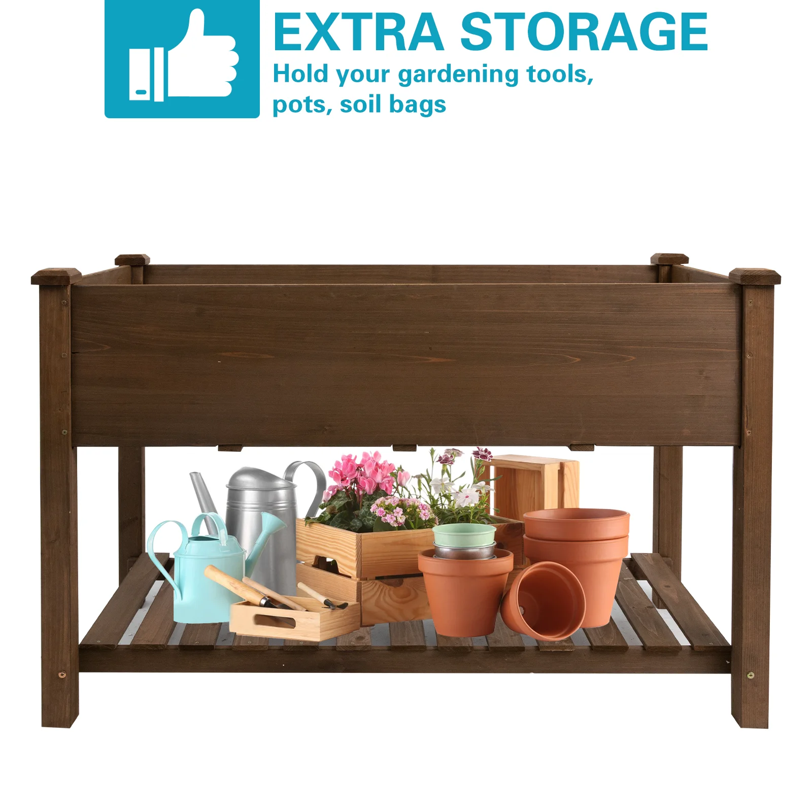 Gowoodhut GF22 Raised Garden Bed Elevated Wooden Planter Box for Vegetables Outdoor - Image 5