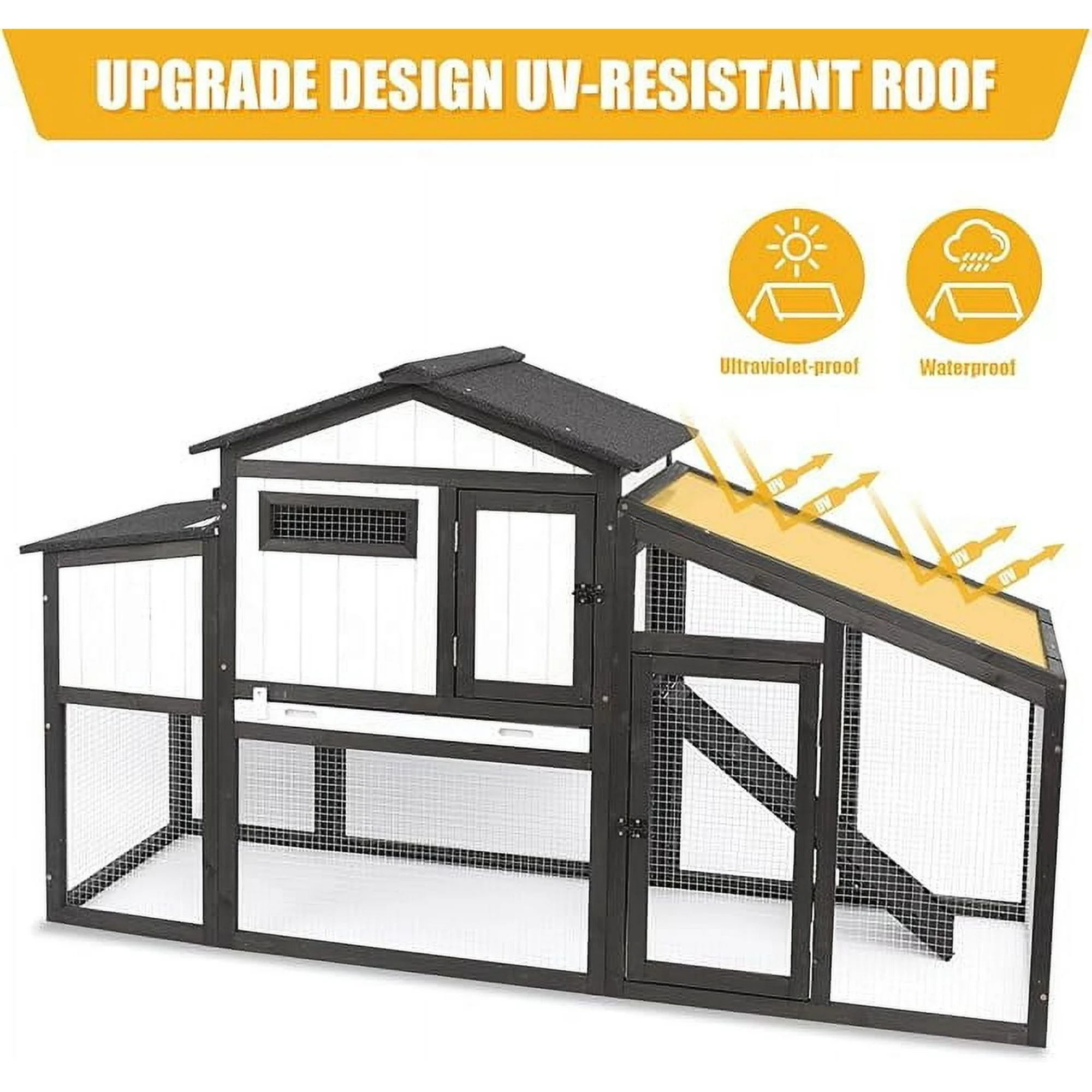 Gowoodhut PET06 Chicken Coop and Run Wooden Backyard Chicken House Rabbit Hutch - Image 6