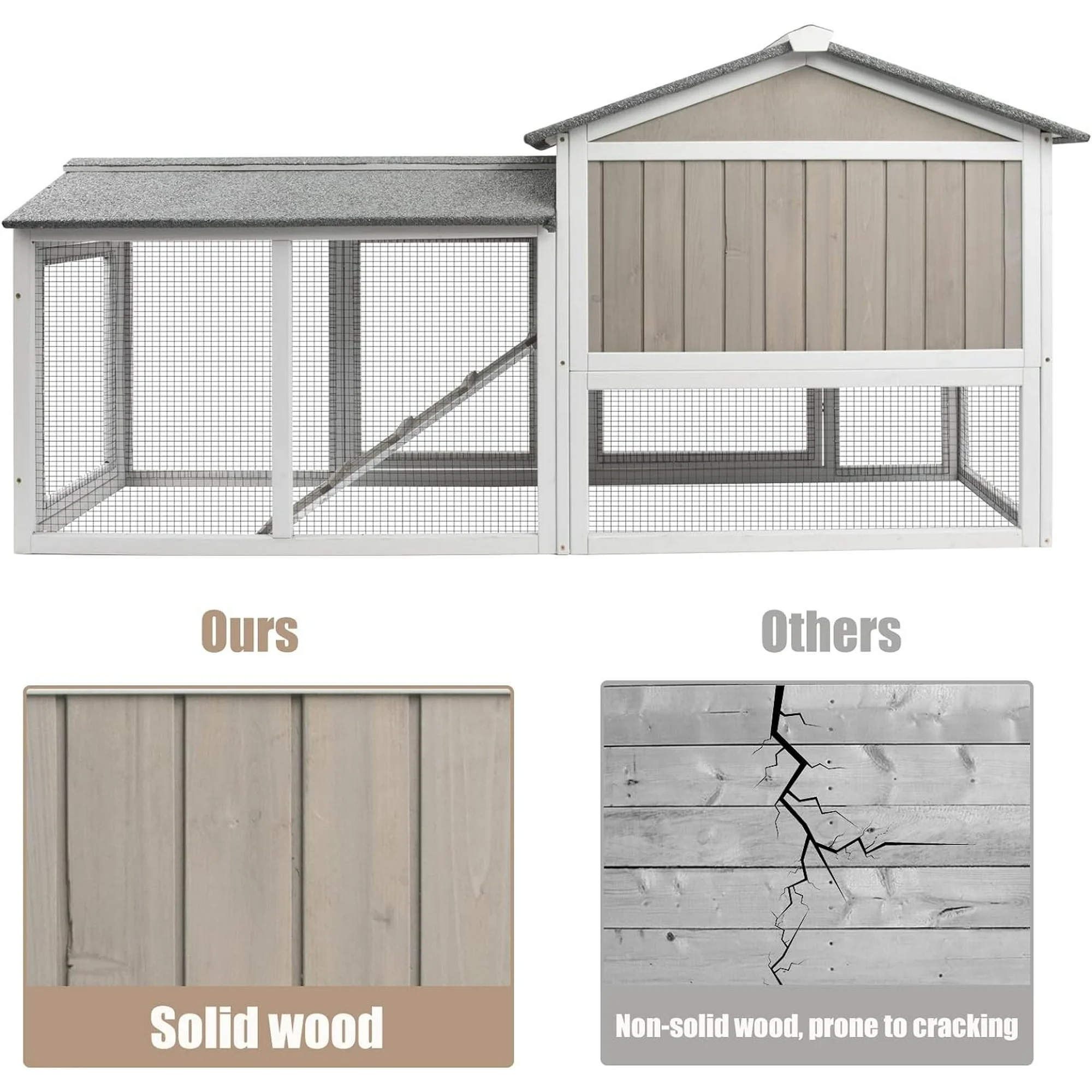 Gowoodhut PET36 Rabbit Hutch Indoor Outdoor 68.9" L Bunny Hutch with Pull Out Tray - Image 6