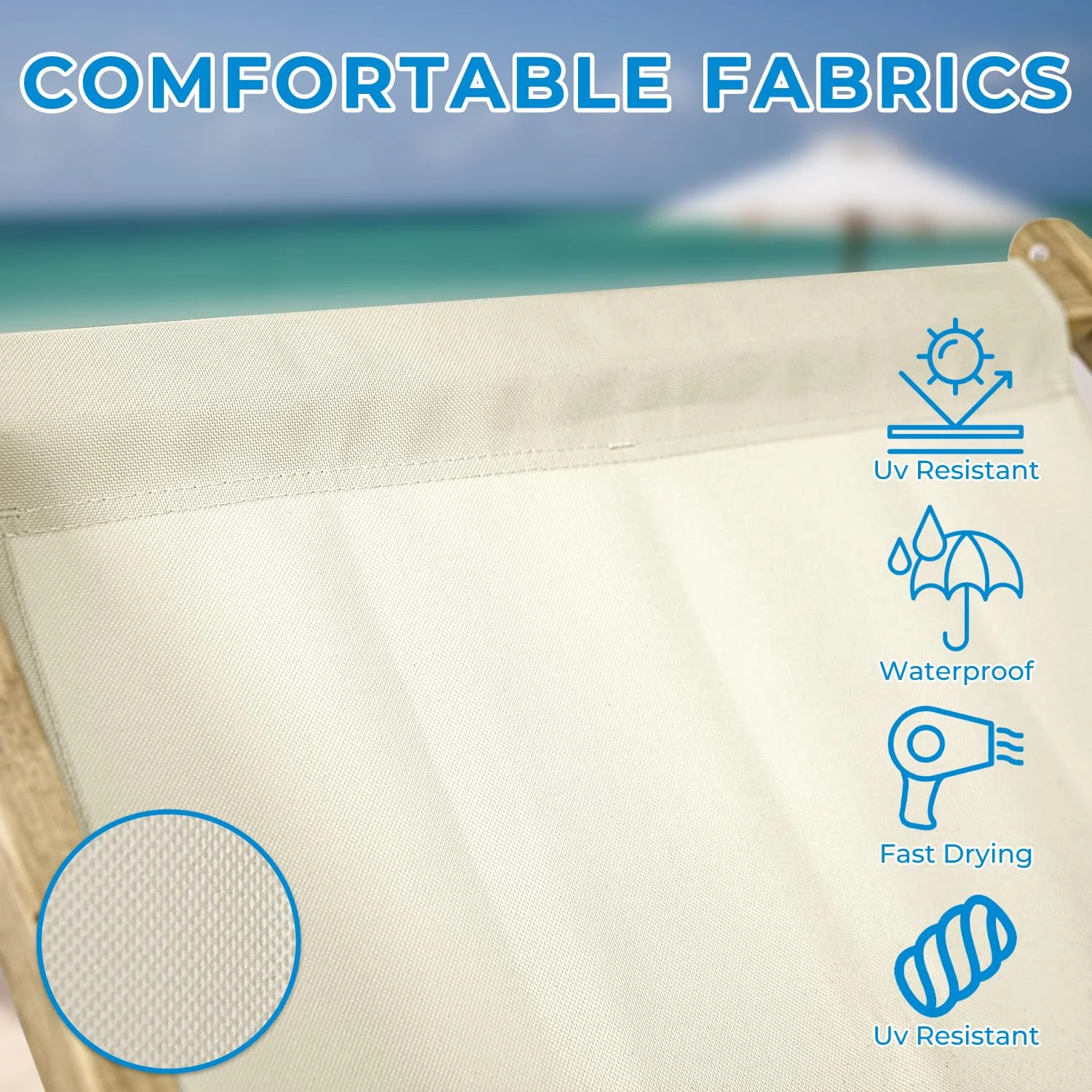 Gowoodhut GF30 Wooden Patio Lawn Deck Chairs - Set of 2, Outdoor Camping Beach Chairs - Image 6