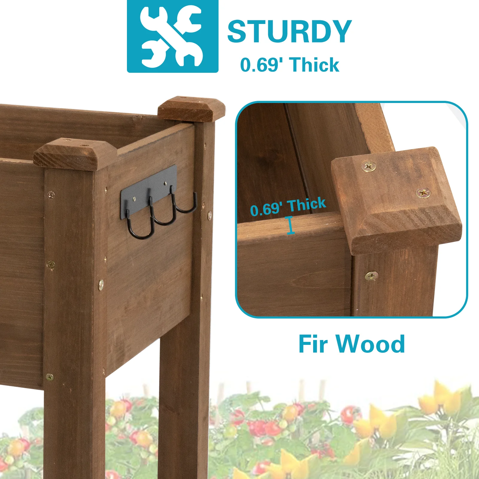 Gowoodhut GF22 Raised Garden Bed Elevated Wooden Planter Box for Vegetables Outdoor - Image 6