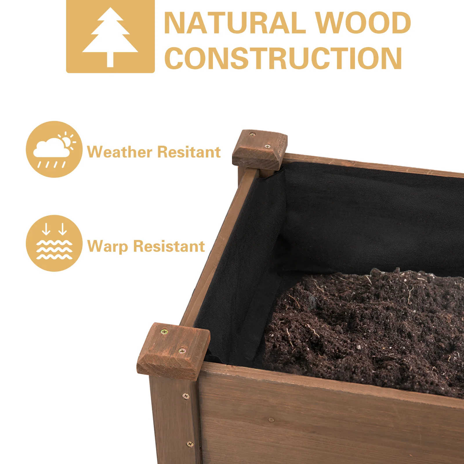 Gowoodhut GF23W Raised Garden Bed Mobile Outdoor Wooden Planter Box with Legs & Side Table - Image 6