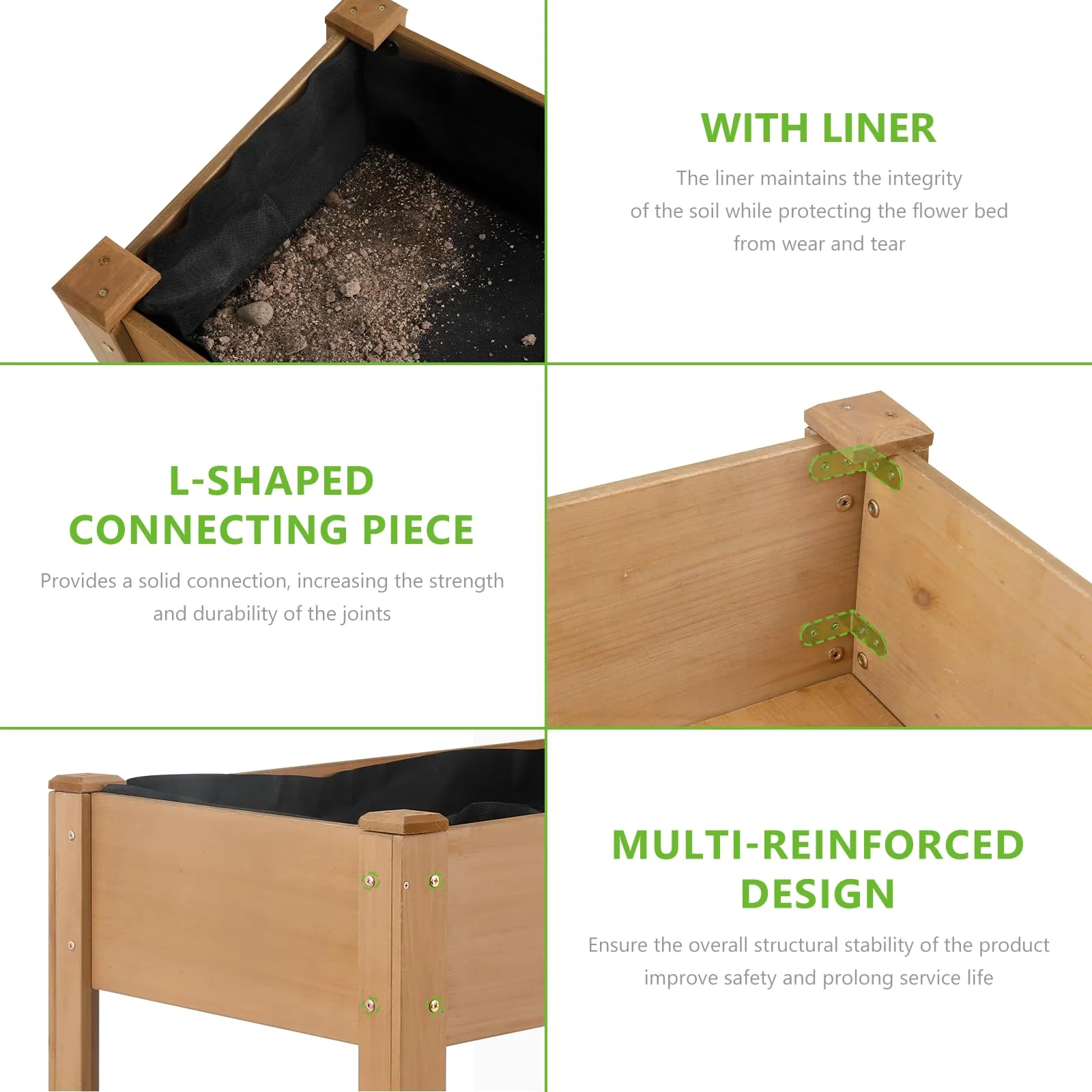Gowoodhut GF28 Raised Garden Beds with Legs, Outdoor Wood Elevated Garden Box with L-Connection Tabs, Leg Reinforcement,Suitable for Vegetables, Flowers and Herbs, Easy to Assemble,46.7 X 23.1 X 29.7IN - Image 6