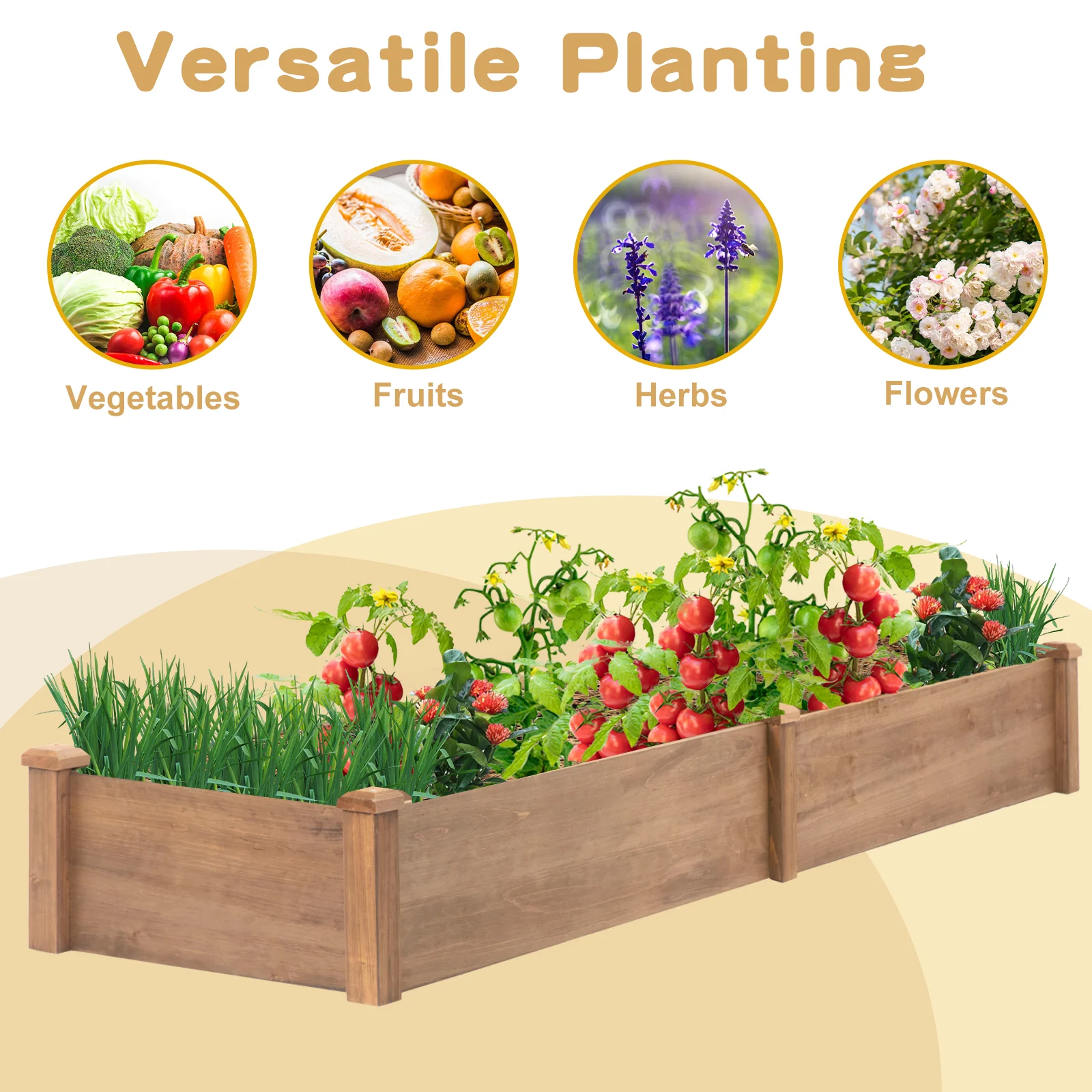 Gowoodhut GF20 Raised Garden Bed,Outdoor Wood Planter Box,High-end Natural fir Wood boltless assemblyfor Vegetables, Flowers, Herbs, and Succulents,w/Non-Woven Pad, 93 x 23 x 10in - Image 6