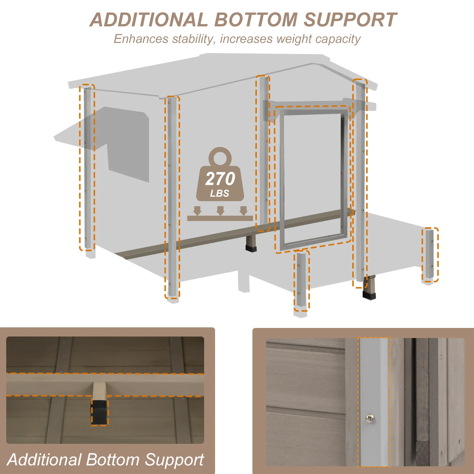 Gowoodhut PET67 Outdoor Dog House with Porch, Wooden Dog Kennel with Asphalt Roof - Image 7