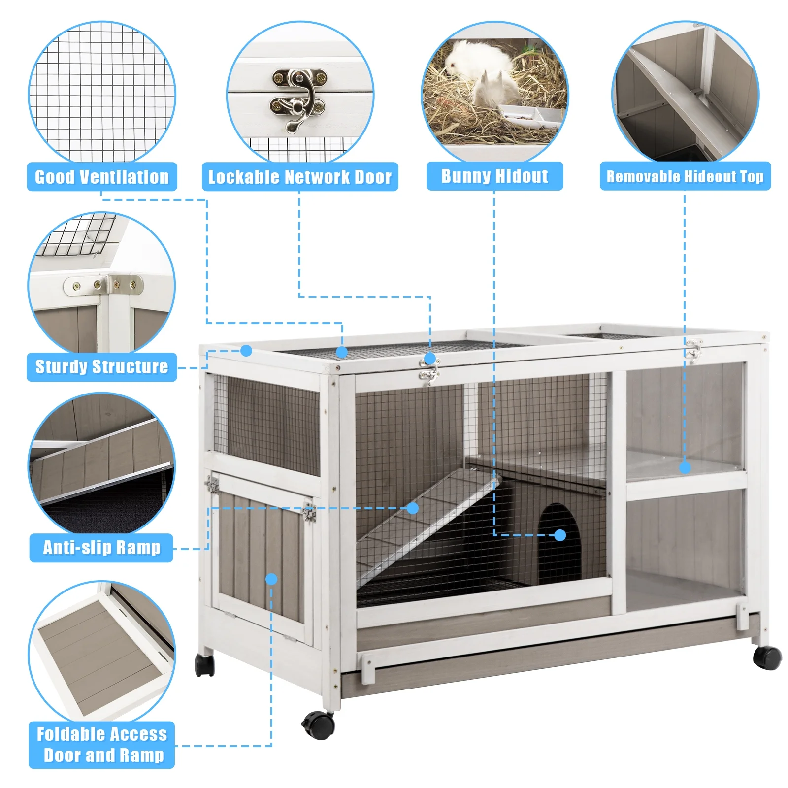 Gowoodhut PET38 Small Animals Cage with Ramp Large Habitat for Hedgehog Gerbil & Rat - Image 7