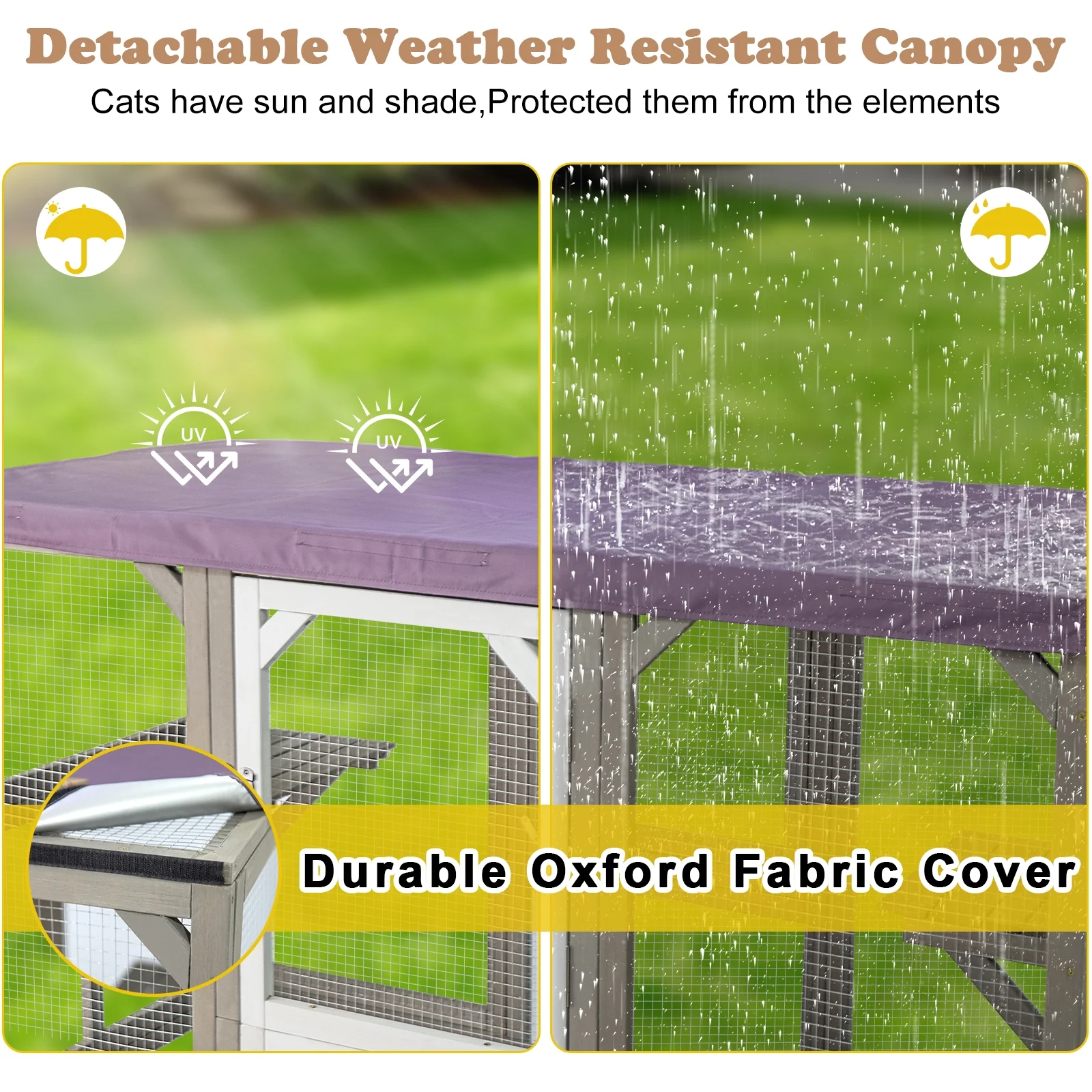 Gowoodhut PET16 Catio Outdoor Cat Enclosure for Mulitiple Cats with Tarp Roof - Image 7