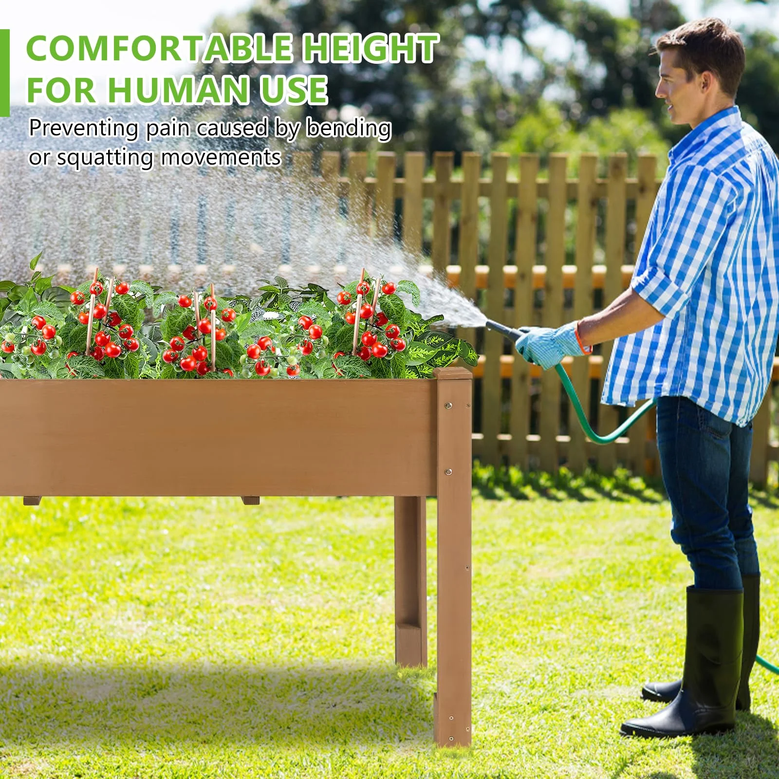 Gowoodhut GF28 Raised Garden Beds with Legs, Outdoor Wood Elevated Garden Box with L-Connection Tabs, Leg Reinforcement,Suitable for Vegetables, Flowers and Herbs, Easy to Assemble,46.7 X 23.1 X 29.7IN - Image 7
