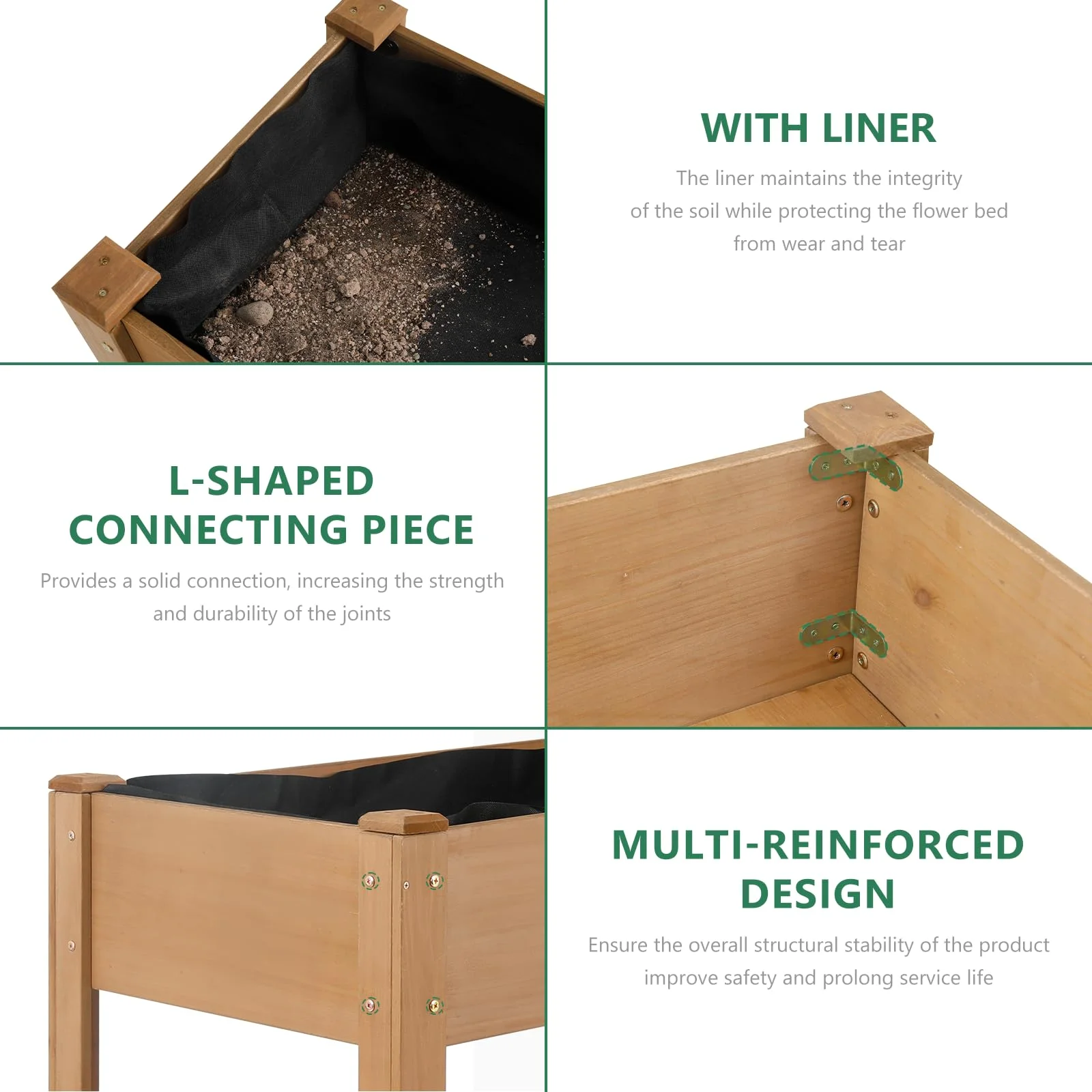 Gowoodhut GF29 Raised Garden Beds With Legs, Outdoor Wood Elevated Garden Box With L-Connection Tabs,Leg Reinforcement,Storage Shelf, 46.7 x23.1 x 29.7IN - Image 7