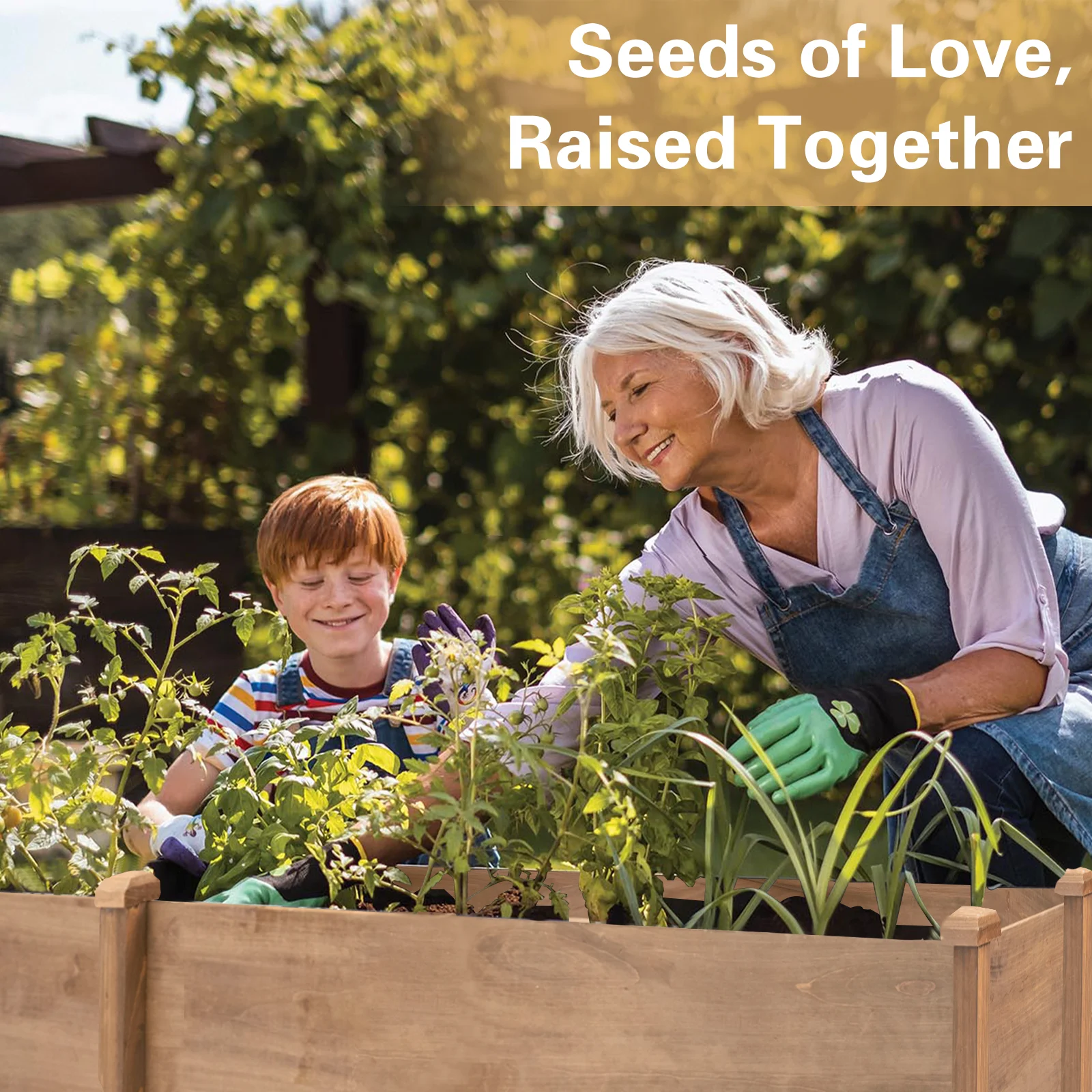 Gowoodhut GF20 Raised Garden Bed,Outdoor Wood Planter Box,High-end Natural fir Wood boltless assemblyfor Vegetables, Flowers, Herbs, and Succulents,w/Non-Woven Pad, 93 x 23 x 10in - Image 7