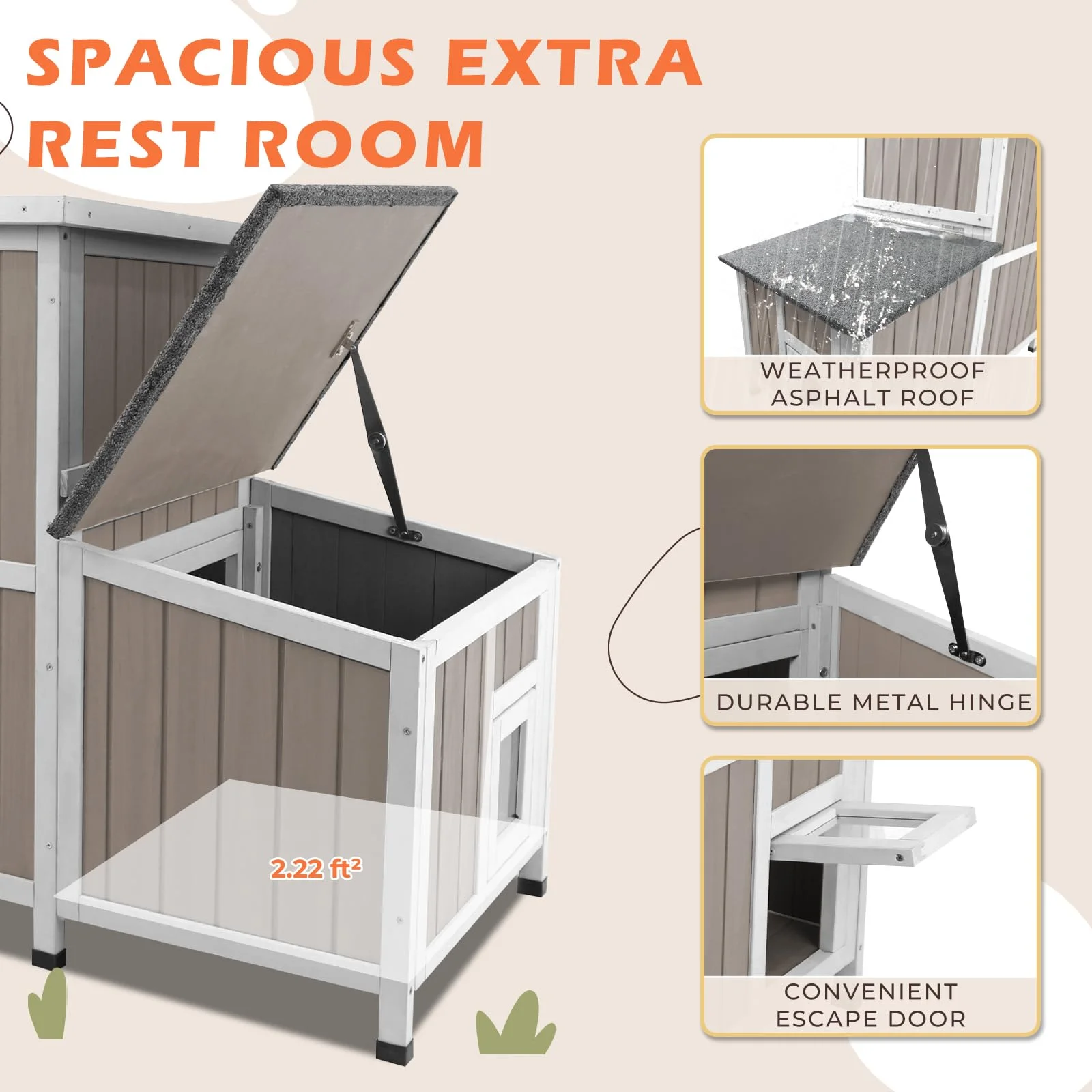 Gowoodhut PET19 Outdoor Cat House Weatherproof, Wooden Cat Shelter House - Image 4