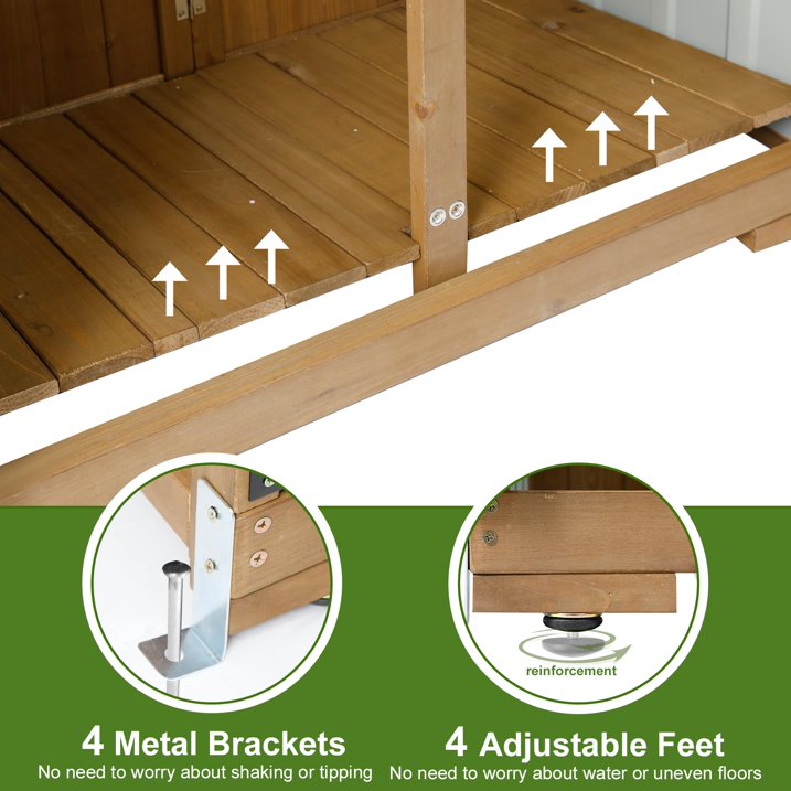 Gowoodhut GF34 Wood & Metal Outdoor Storage Shed with Waterproof Roof, Garden Tool Shed with 6 T-Hinge, 4 Reinforced feet with Metal Brackets and 6 Adjustable feet - Image 8