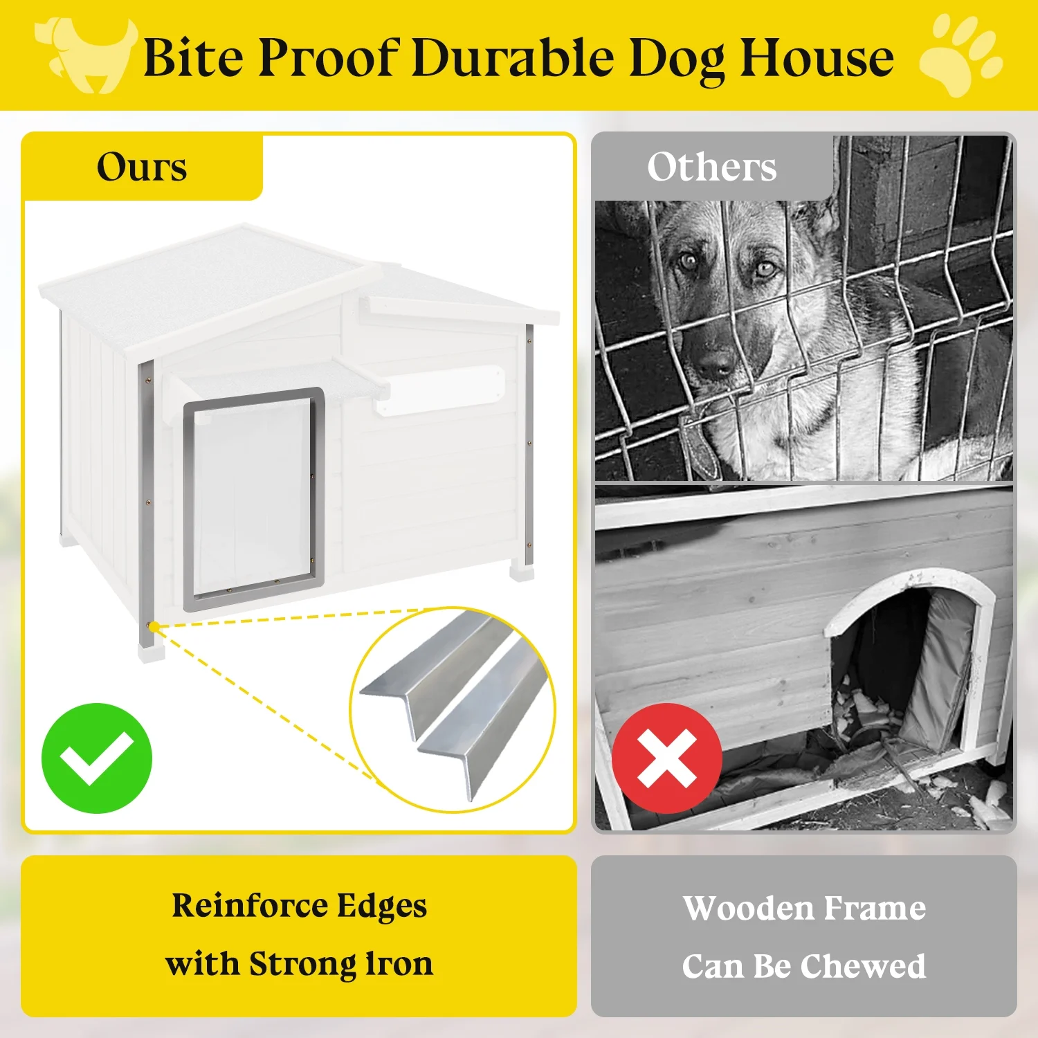 Gowoodhut PET69 Dog House Outdoor, Large Wooden Dog Kennel Indoor with Window - Image 8