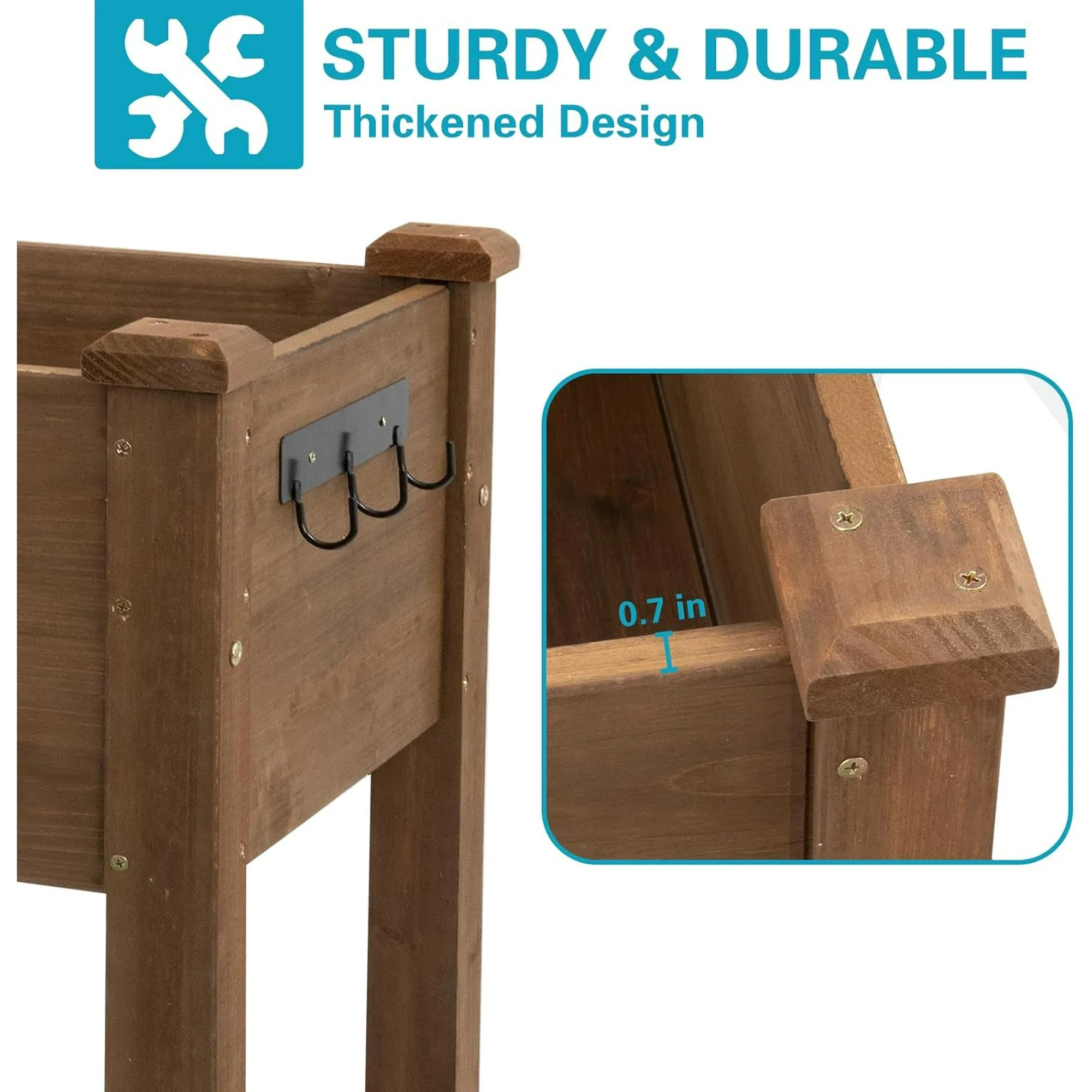 Gowoodhut GF24 Outdoor Raised Garden Bed with Legs, Elevated Box with Grow Grid and Large Storage Shelf, Ideal for Vegetables, Flowers, and Herbs - Image 8