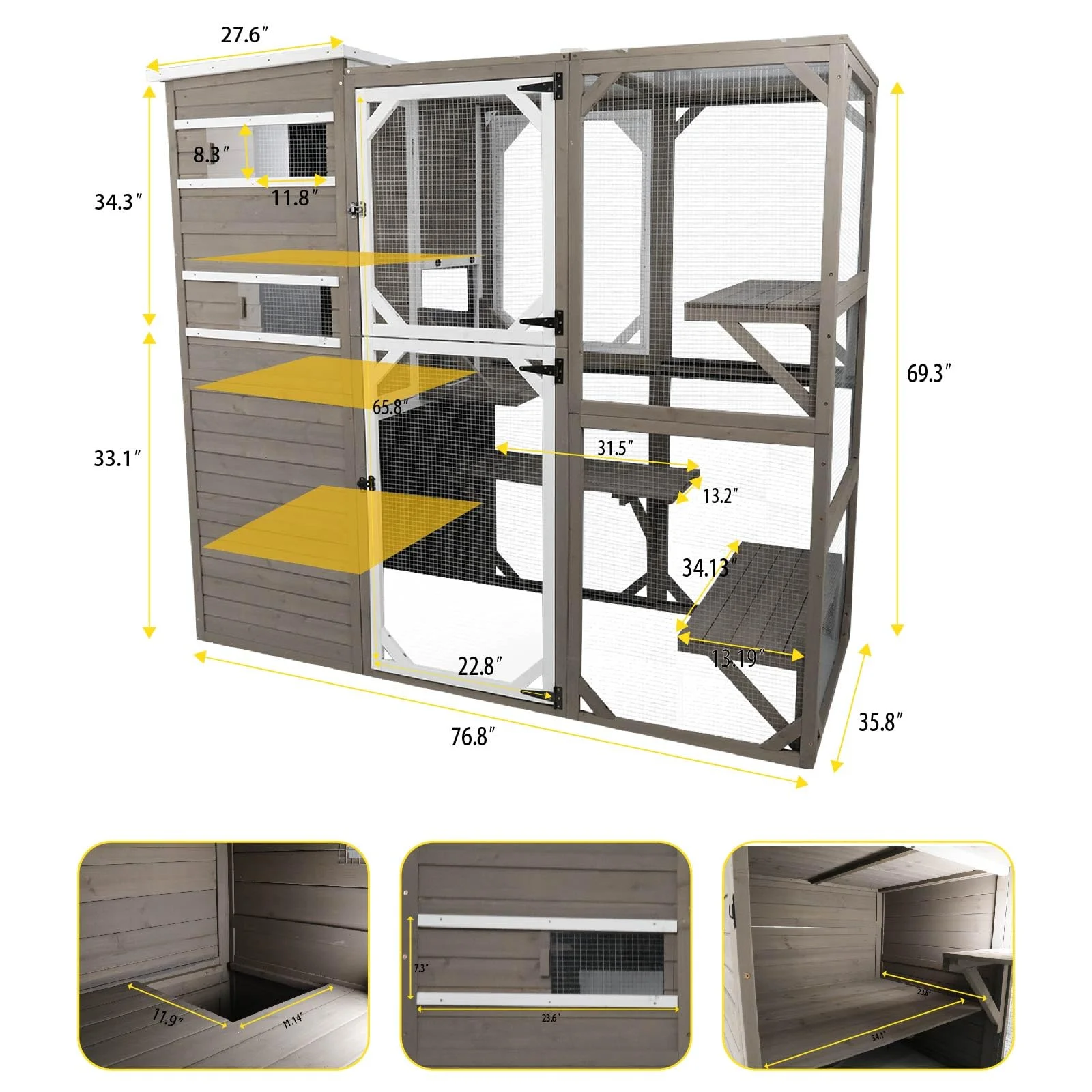Gowoodhut CAT17 Catio Cat Enclosures Outdoor Wooden Weatherproof Cat House, Indoor Compatible - Image 8